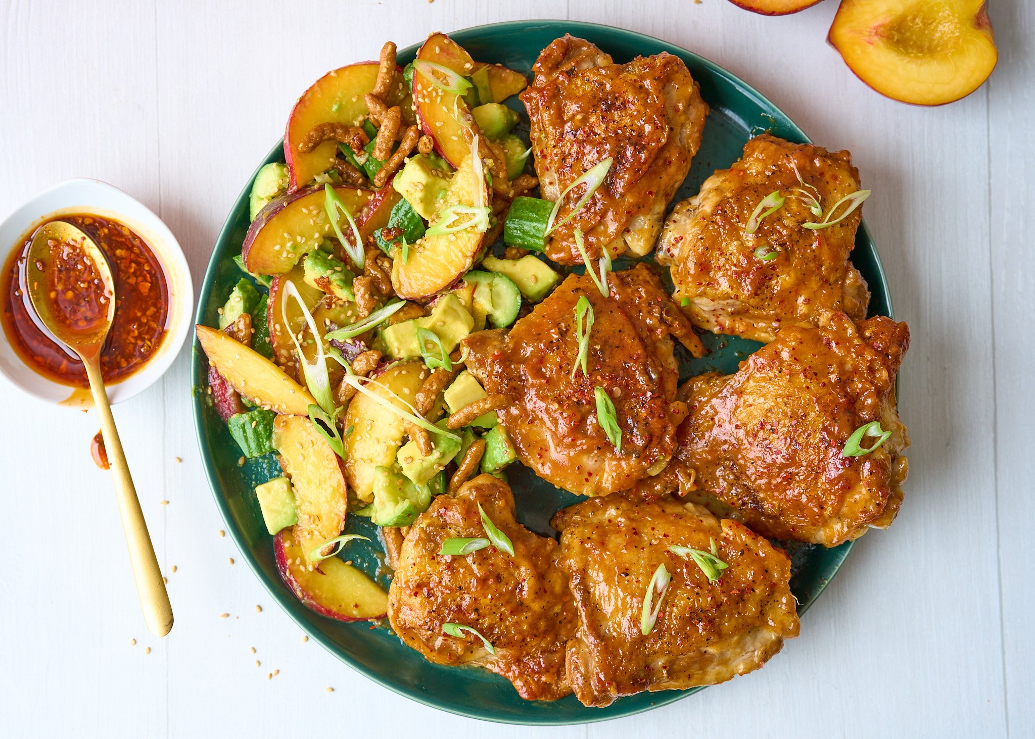 Peach Sweet Chili Chicken Thighs