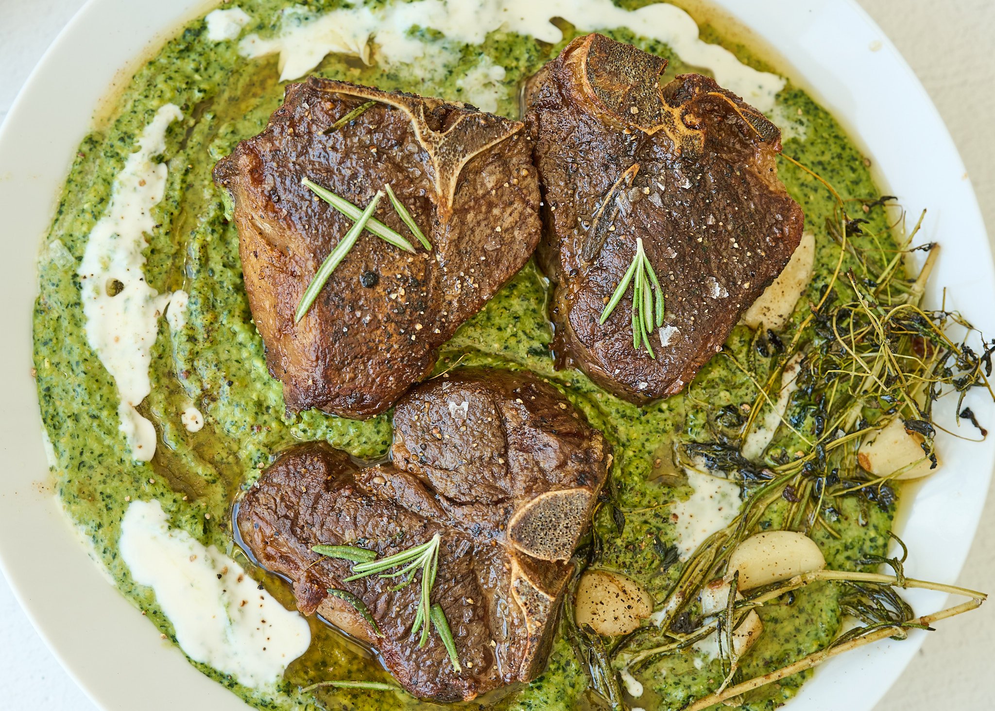 Lamb Loin Chops with Kale Polenta