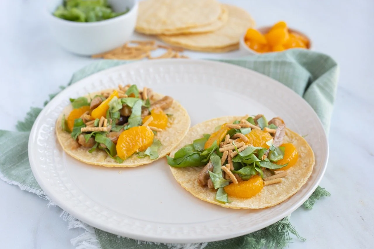 Ponzu Pork Tacos with Mandarin Oranges & Cabbage Salad
