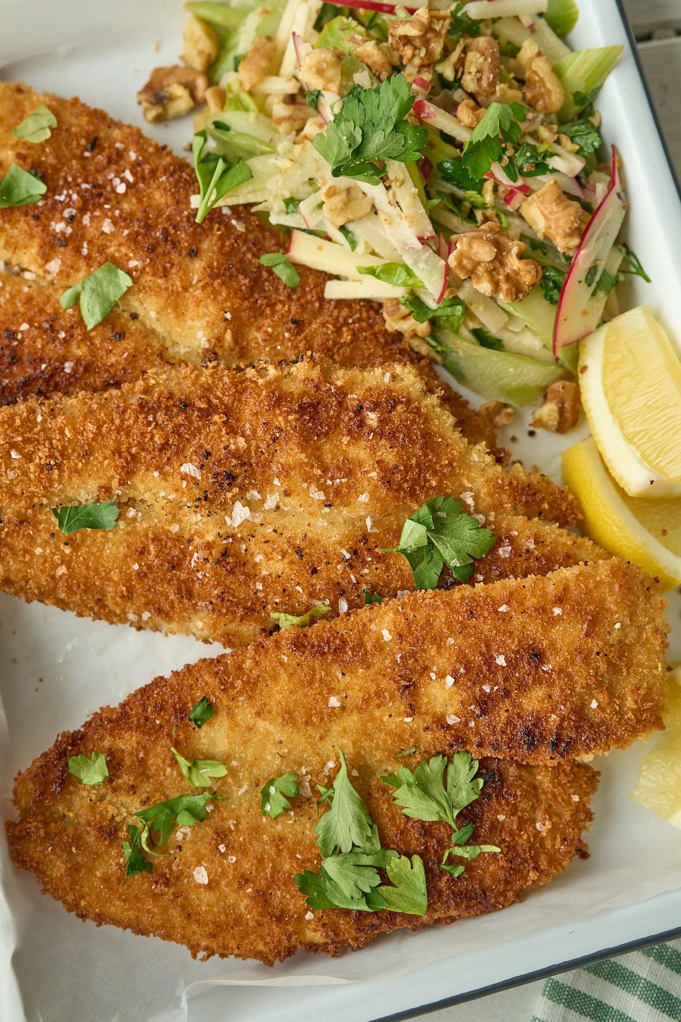 Classic Milanese with Alaska Flounder and Punchy Celery Slaw