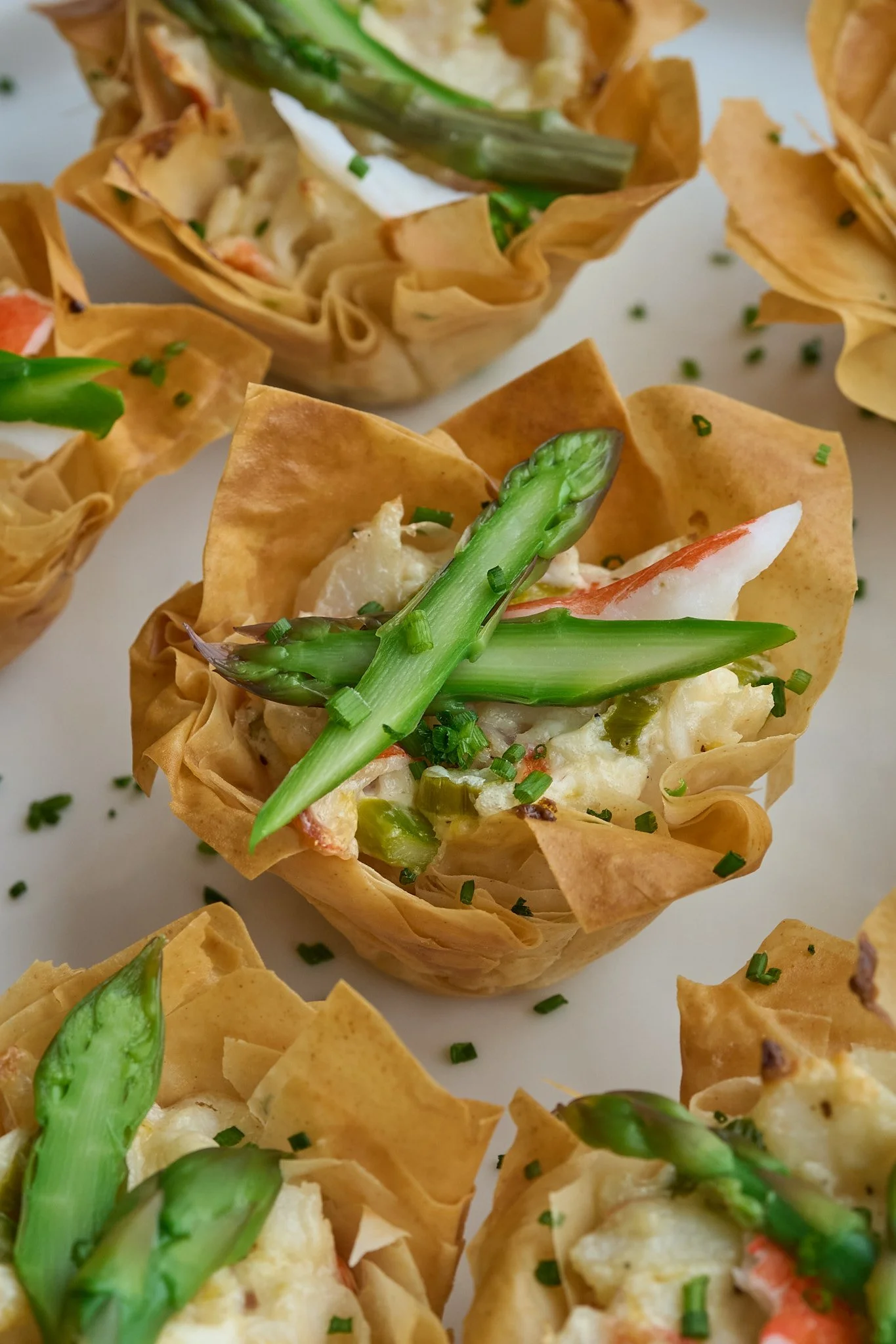 Phyllo Tartlets with Asparagus and Wild Alaska Surimi