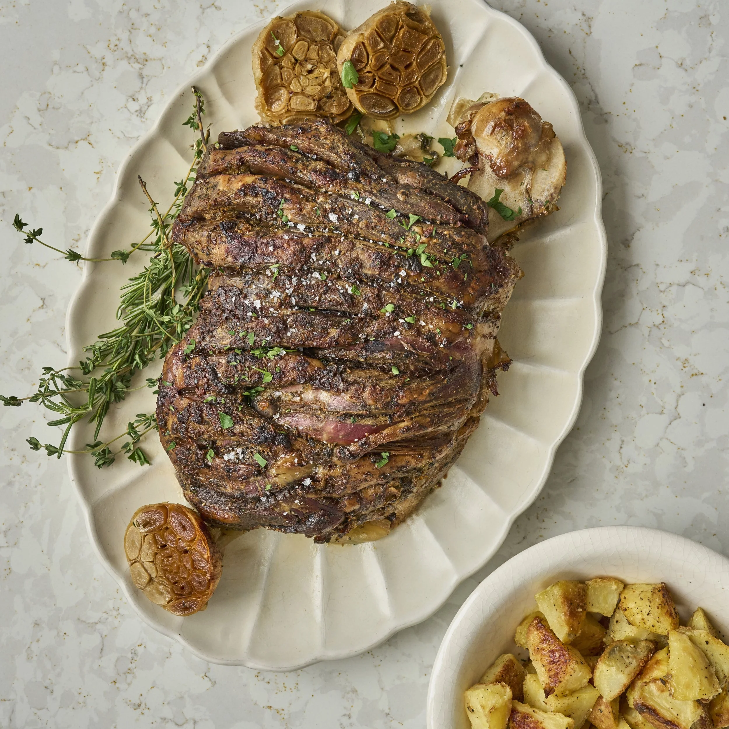 Anchovy-Garlic Roast Leg of American Lamb