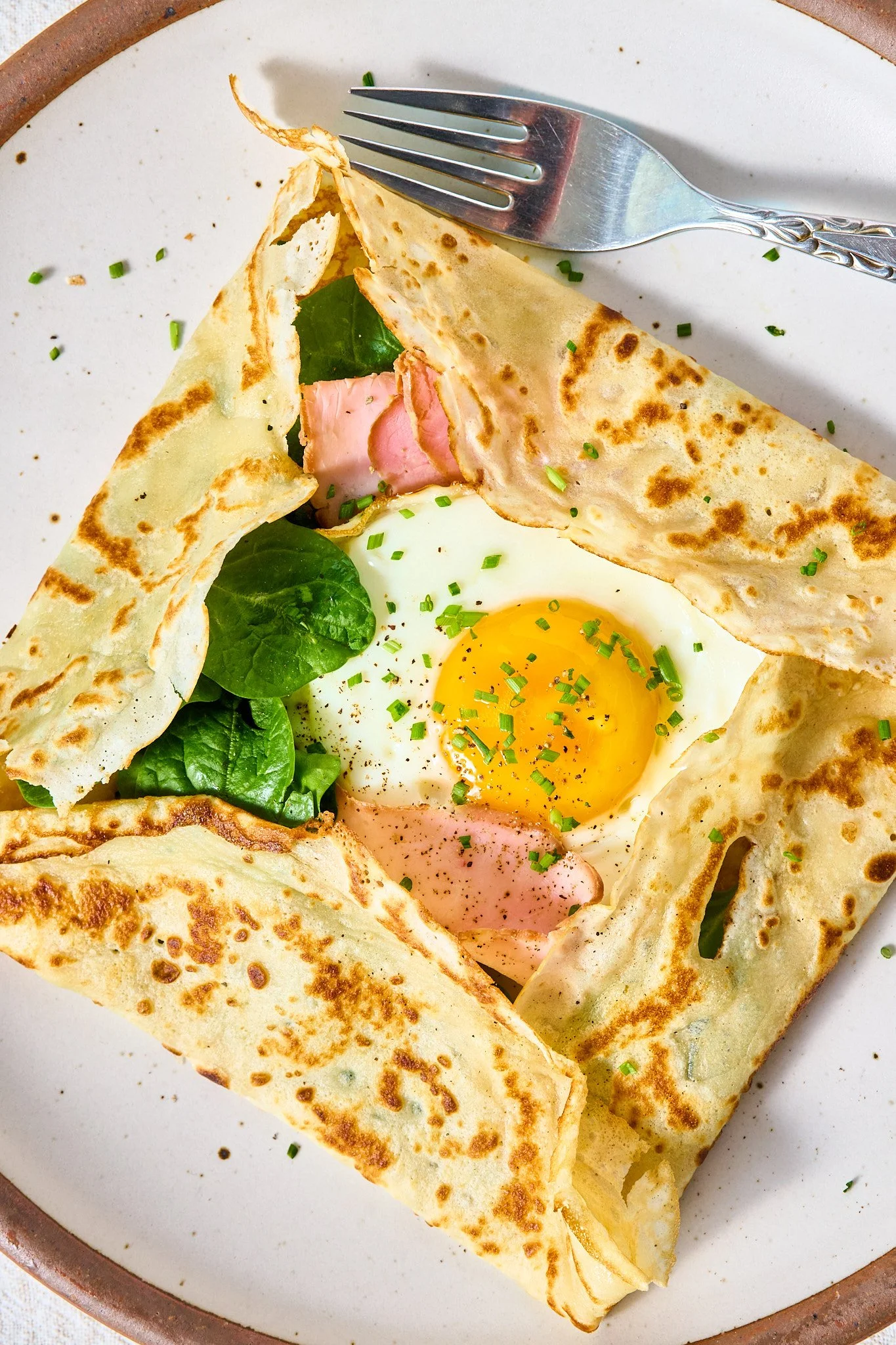 French Crepes with Ham, Egg and Cheese