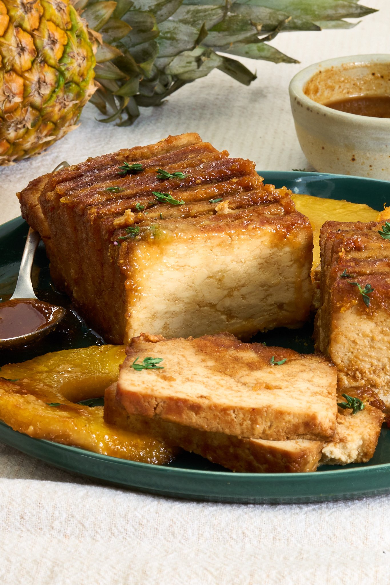 Pineapple-Glazed Hasselback Tofu Roast