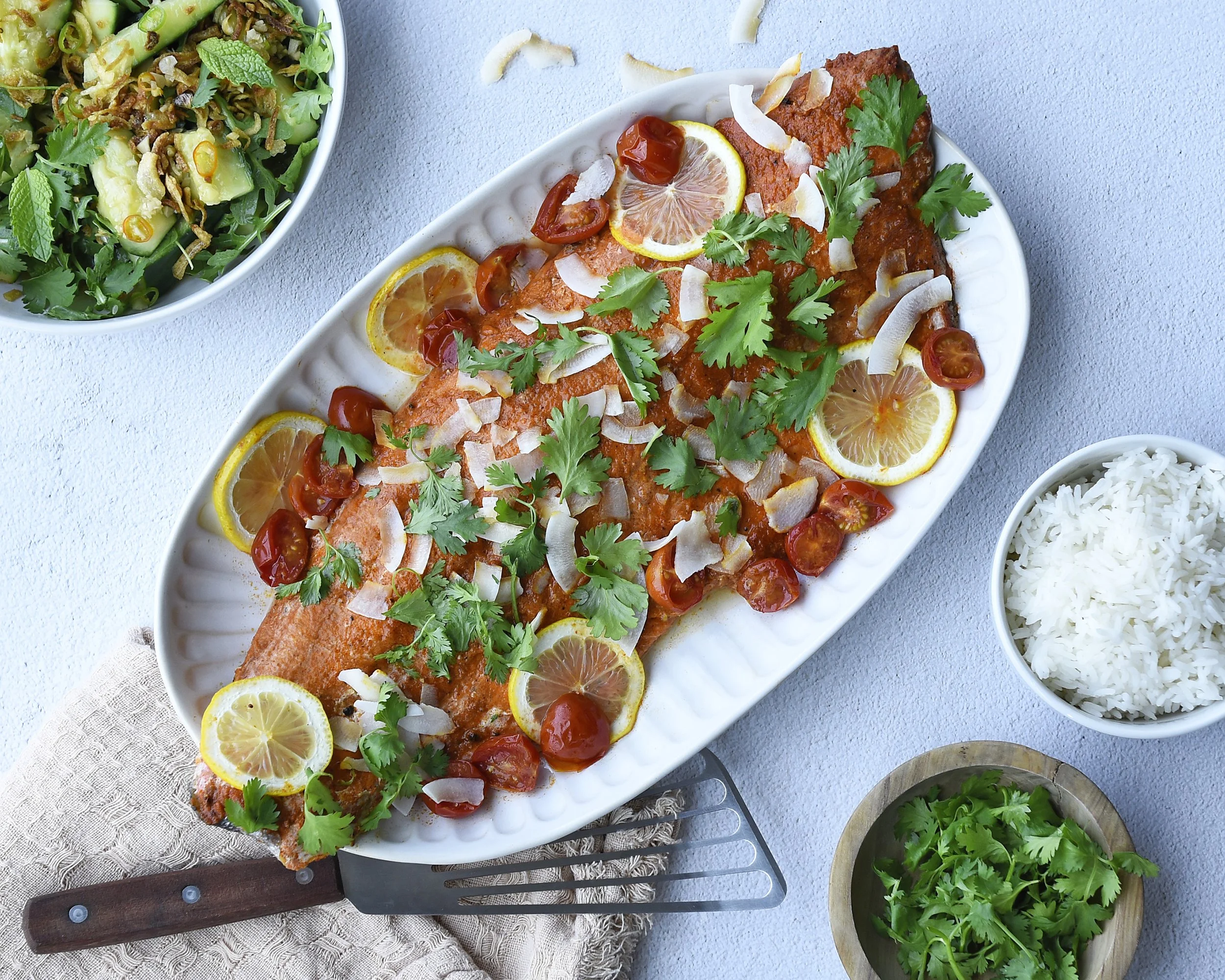 Tom Yum Salmon &amp; Smashed Cuke Salad