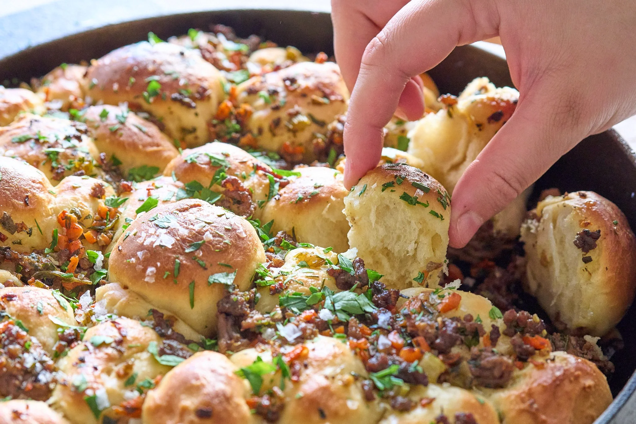Lamb and Stuffing Pull Apart Rolls