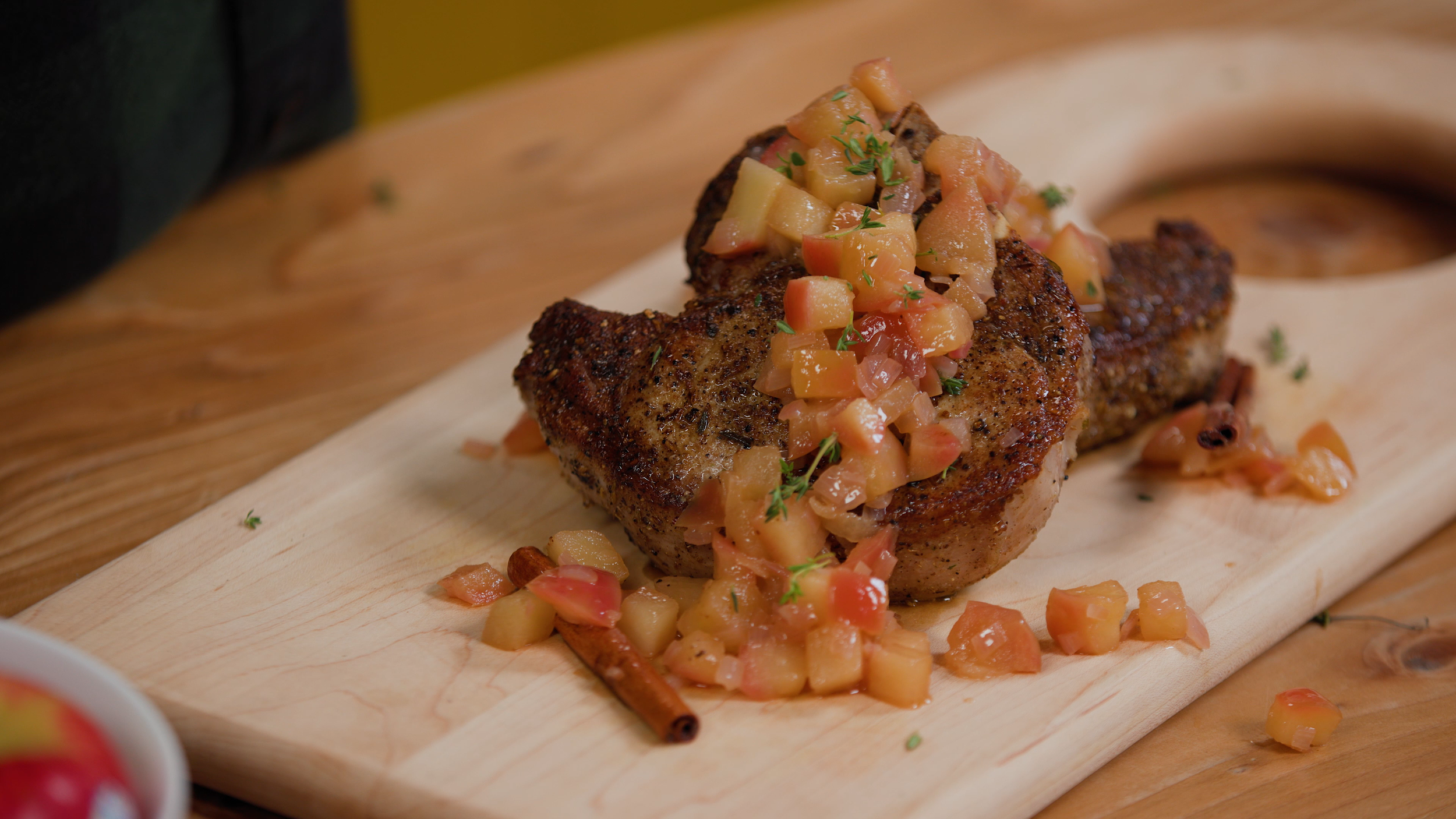 Fennel Pork Chops with Apple Compote