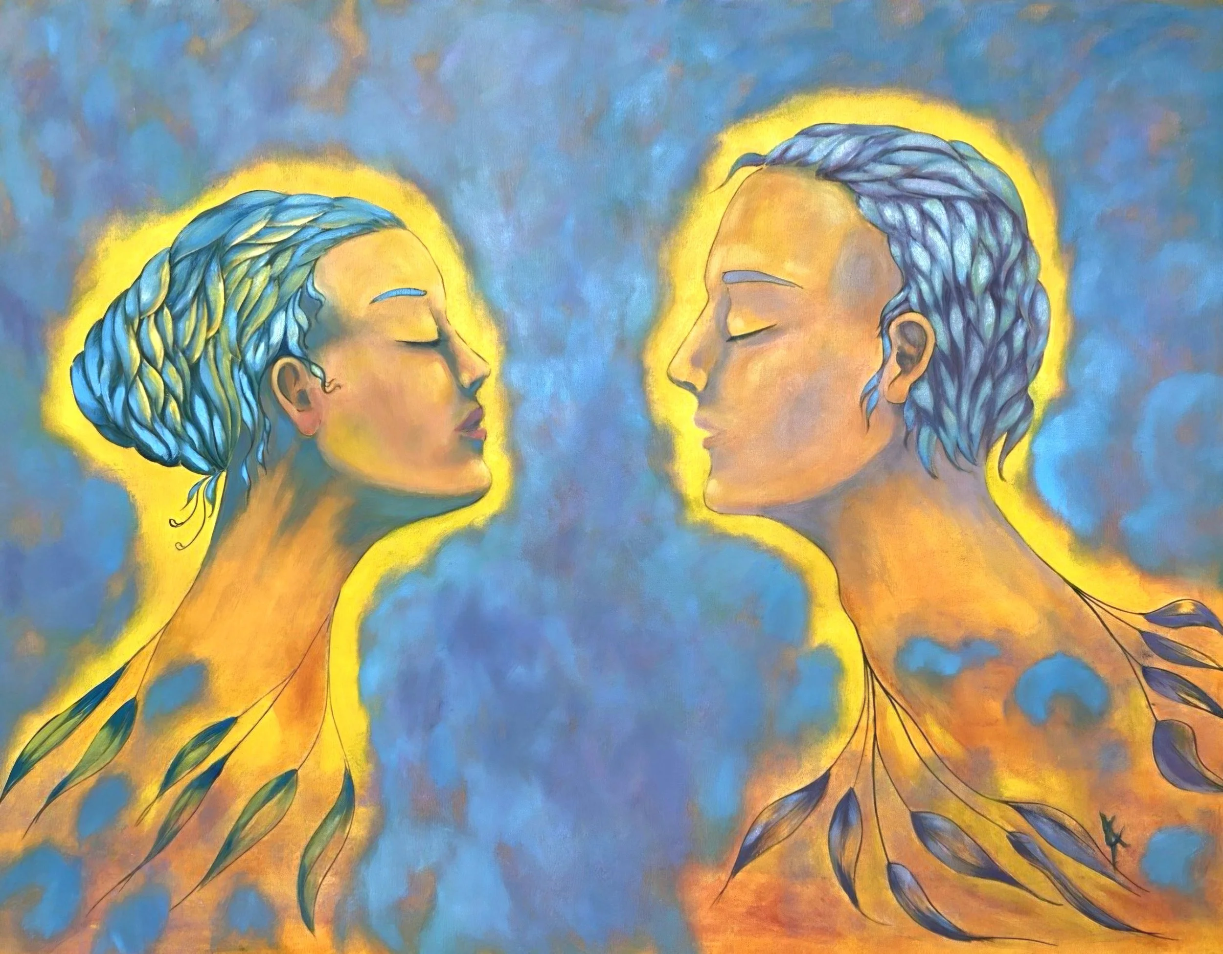 "Lovers"  85x69 cm (33.5×27")  oil on canvas  1,400 CAD