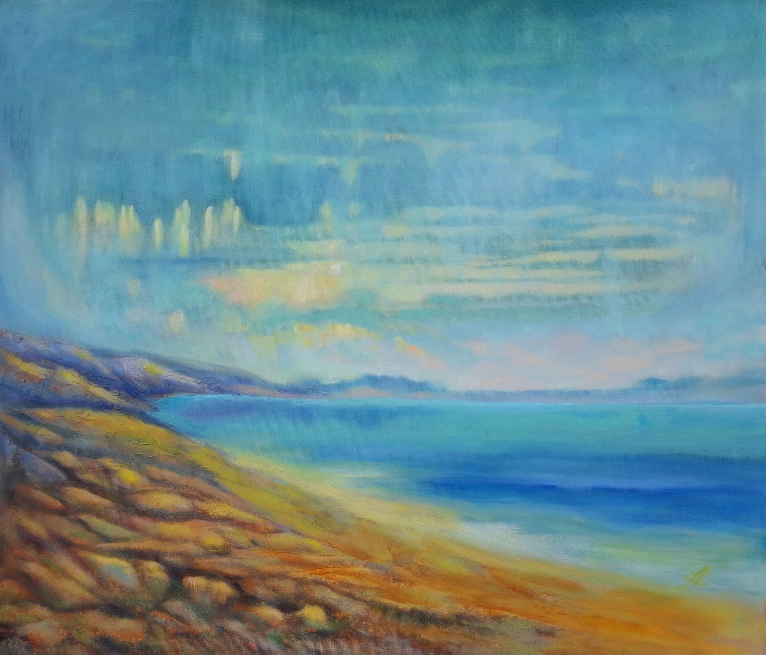 "Illusions I" 63 x 53 cm (25 × 21") mixed media, oil on canvas 
350 €
A mystical world, inviting you to enter it and start creatiing your dreams.. 