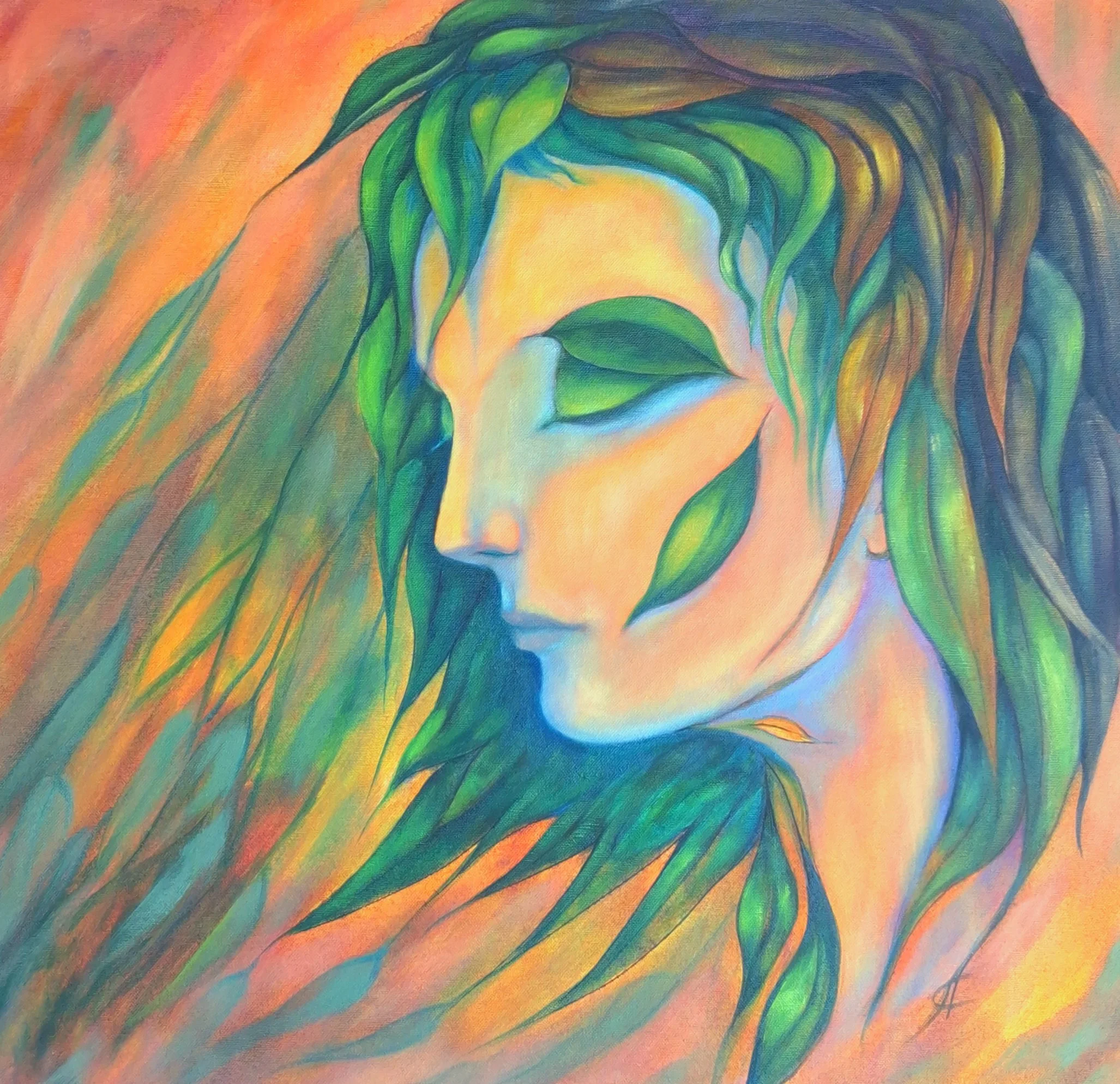"Peace"  61 x 56 cm (24 × 22")  mixed media, oil on canvas
500 €
Staying centred within among external chaos....
