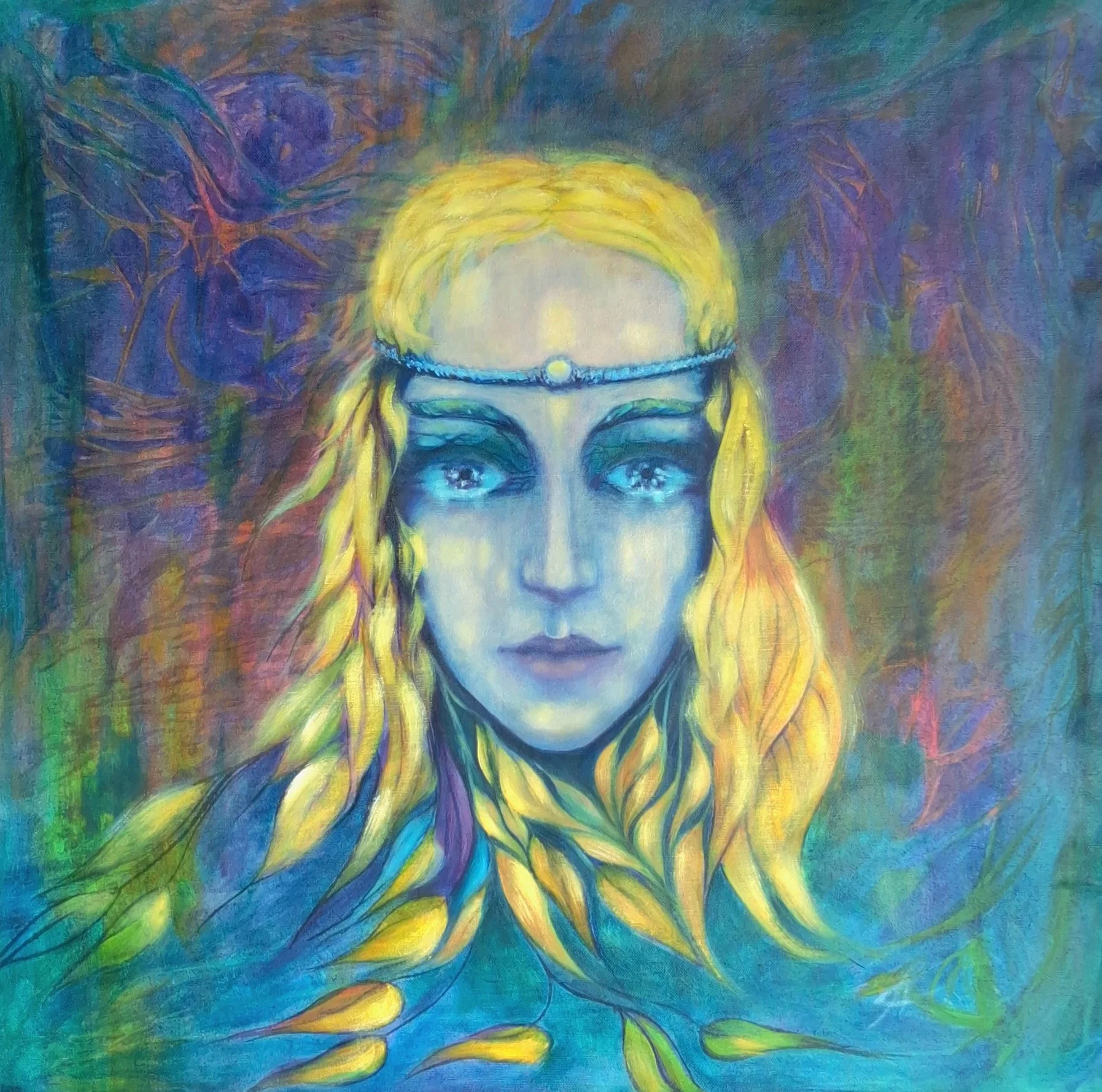 "The Queen of the Forest"  68 x 66 cm (26.5 × 26")  mixed media, oil on canvas  670 €