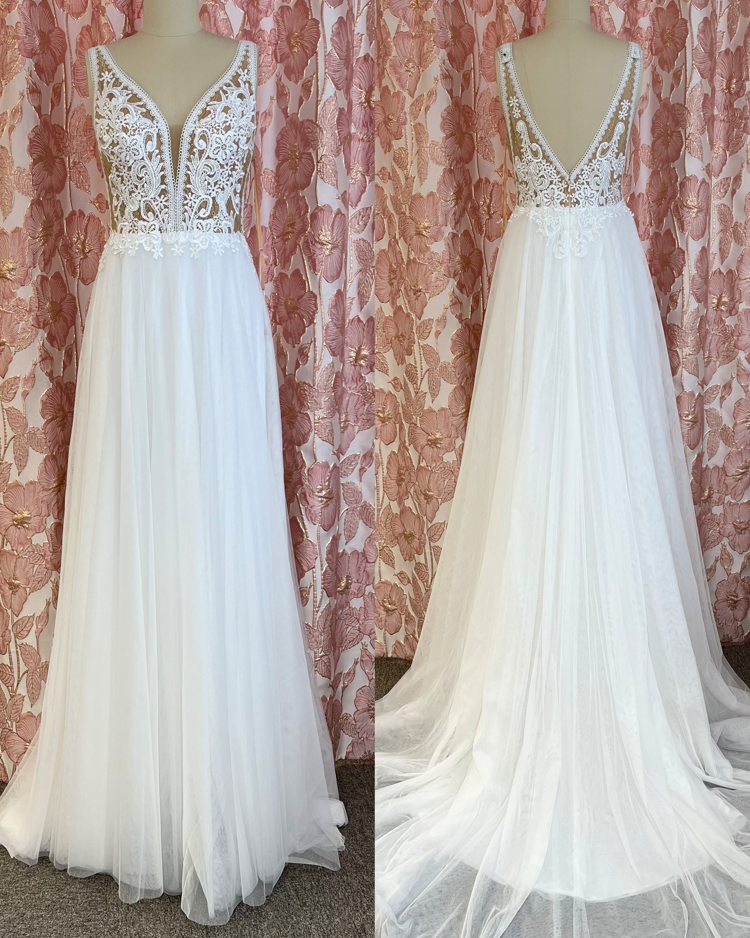 Edullinen tyllihelmainen hääpuku