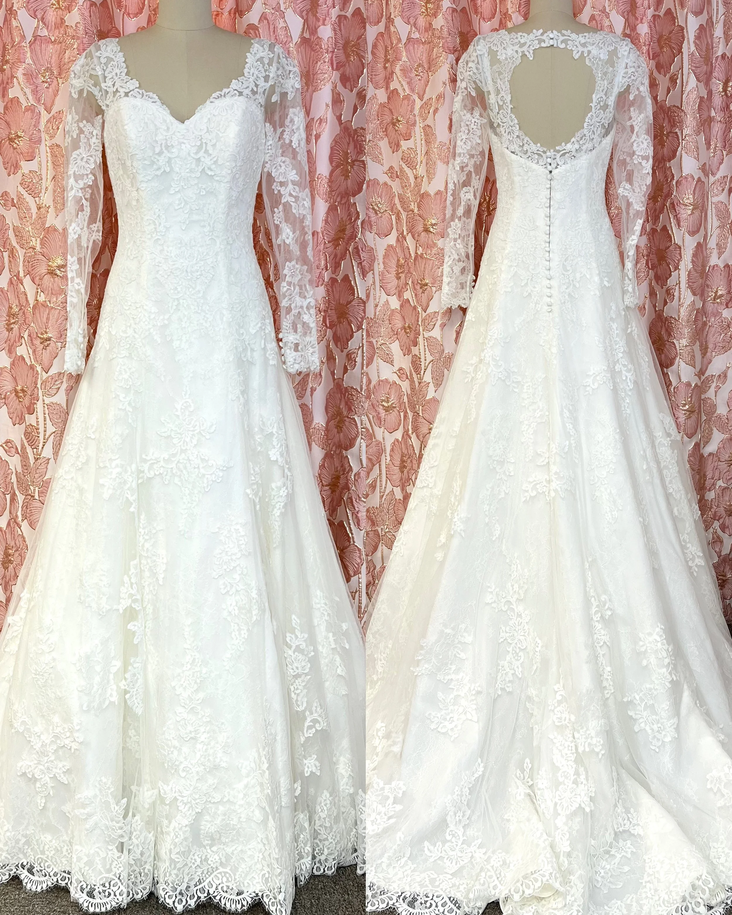 Victoria&Vincent hihallinen klassinen pitsihääpuku