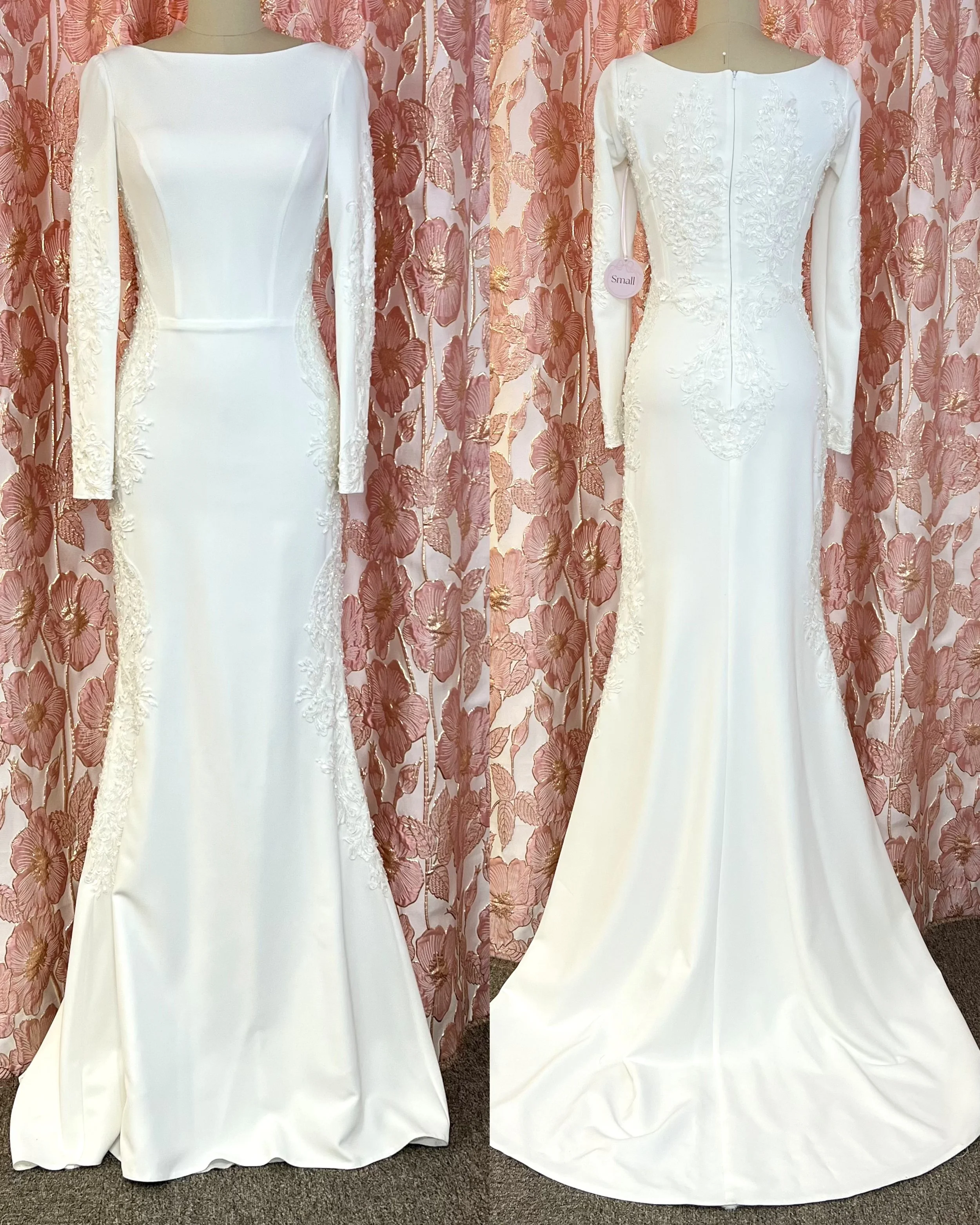 Pitkähihainen yksinkertainen hääpuku