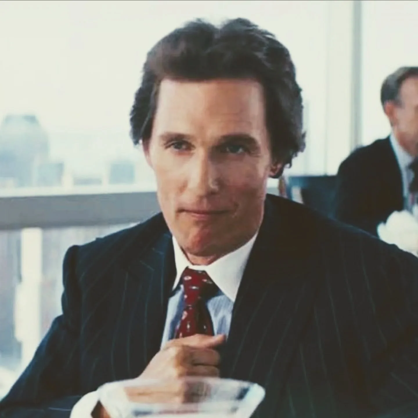 This famous scene was apparently Matthew McConaughey's personal sort of meditative practice to prepare him to shoot which was then cut into the movie.&nbsp;

Maybe he knows this, I don't know, or intuitively taps his angle of louis - The area shown i