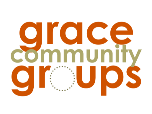 Text in burnt orange and beige, states "grace community groups" with the O graphically represented with a ring of dots