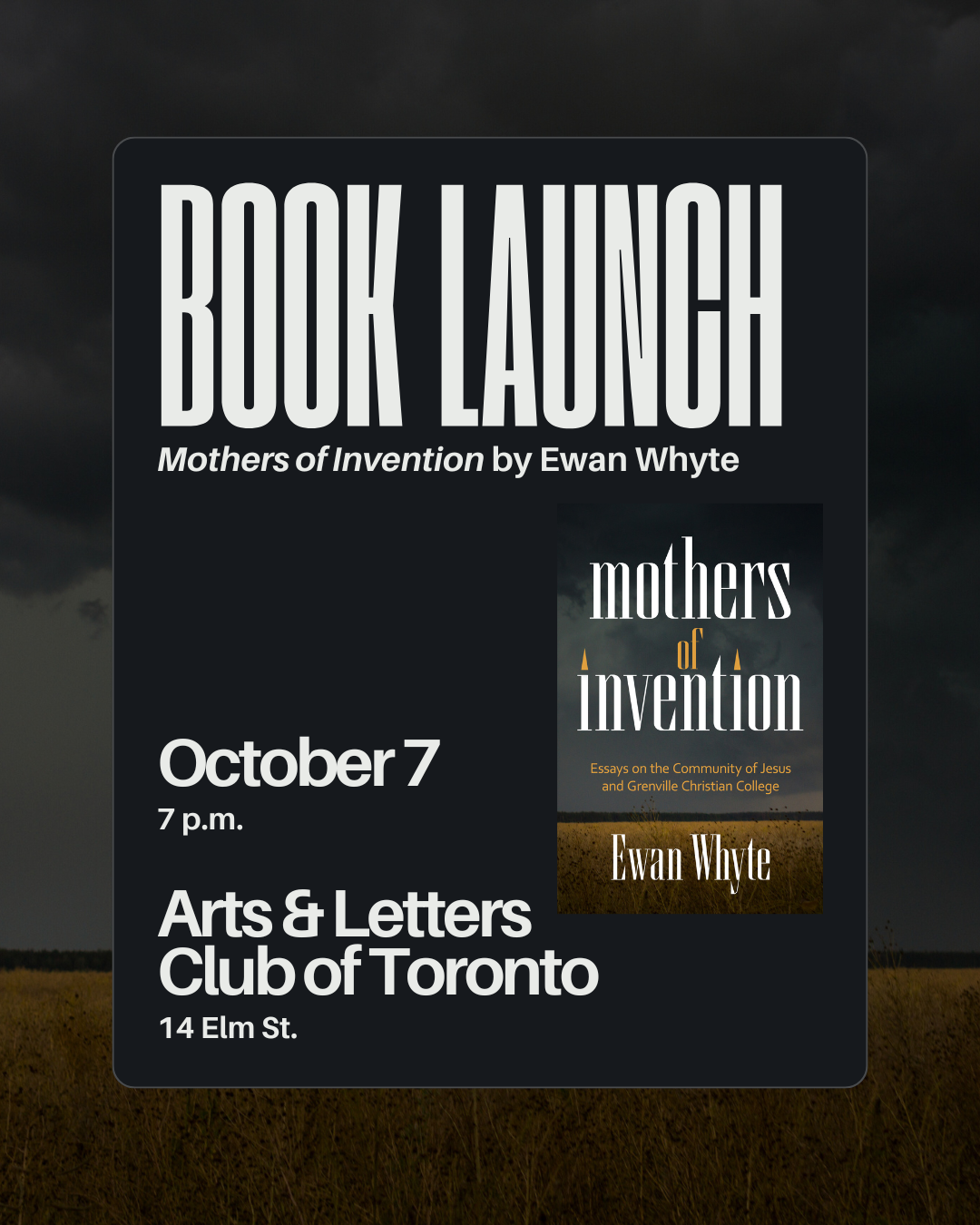Ewan Whyte at Arts & Letters Club of Toronto