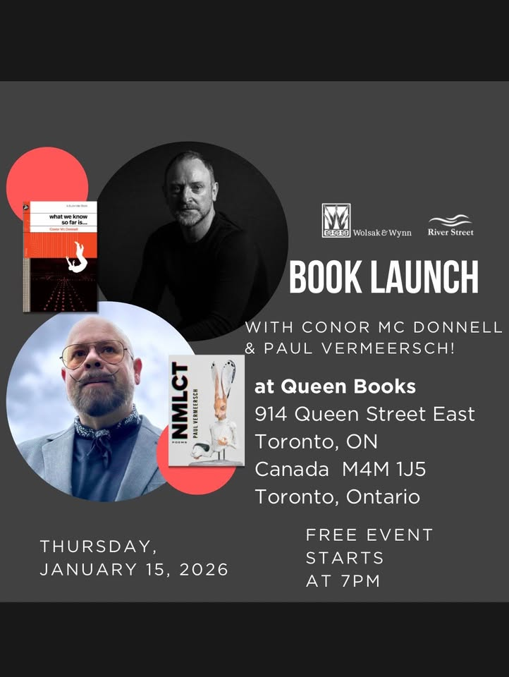 Toronto Book Launch with Conor Mc Donnell and Paul Vermeersch