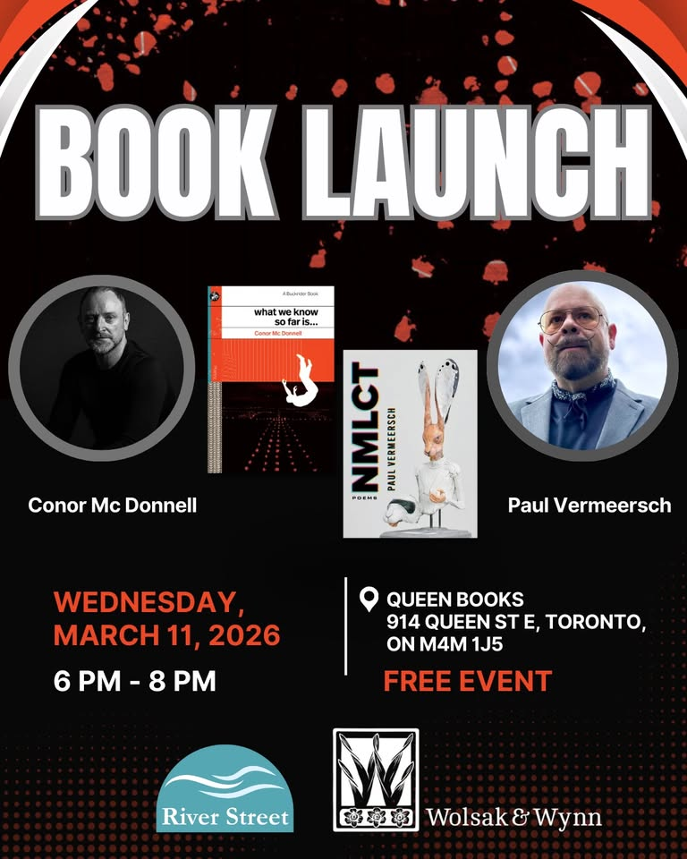 Toronto Poetry Event with Conor Mc Donnell and Paul Vermeersch
