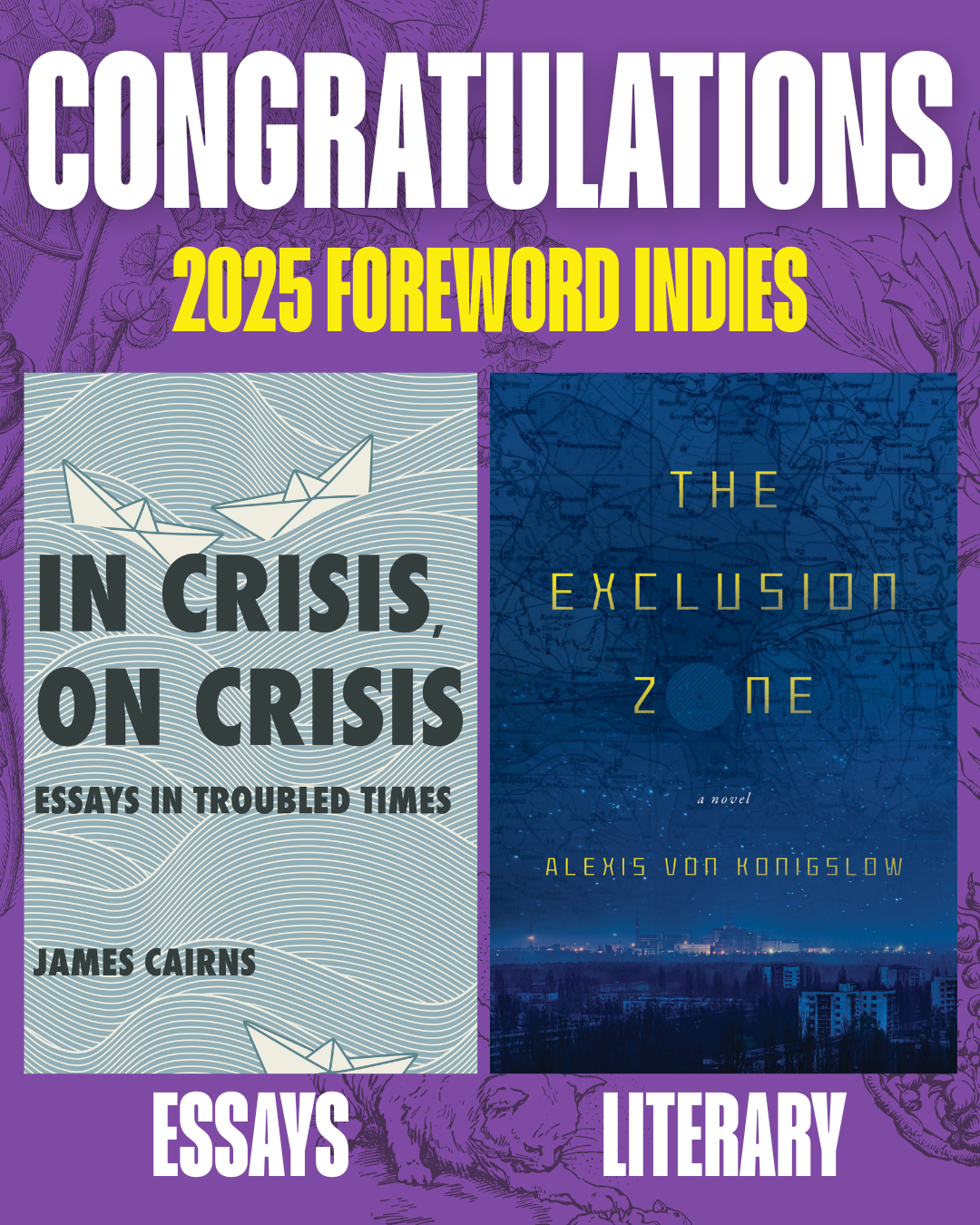 James Cairns and Alexis von Konigslow Finalists for 2025 Foreword INDIES