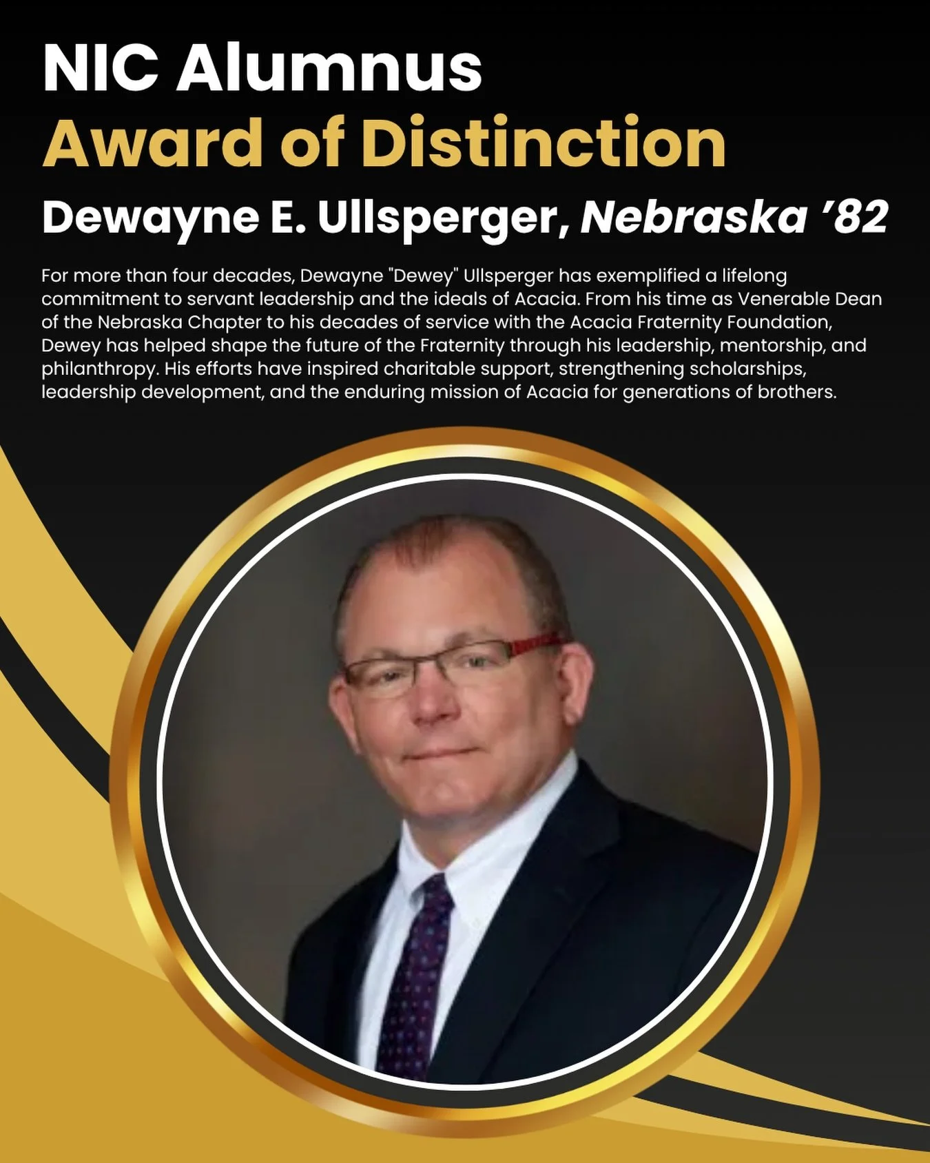 Congratulations are in order for one of our own. 📐📐📐

Please join us in congratulating Dewayne &ldquo;Dewey&rdquo; Ullsperger, Nebraska &rsquo;82, on being selected by the North American Interfraternity Conference (@nicfraternity as a 2026 Alumnus