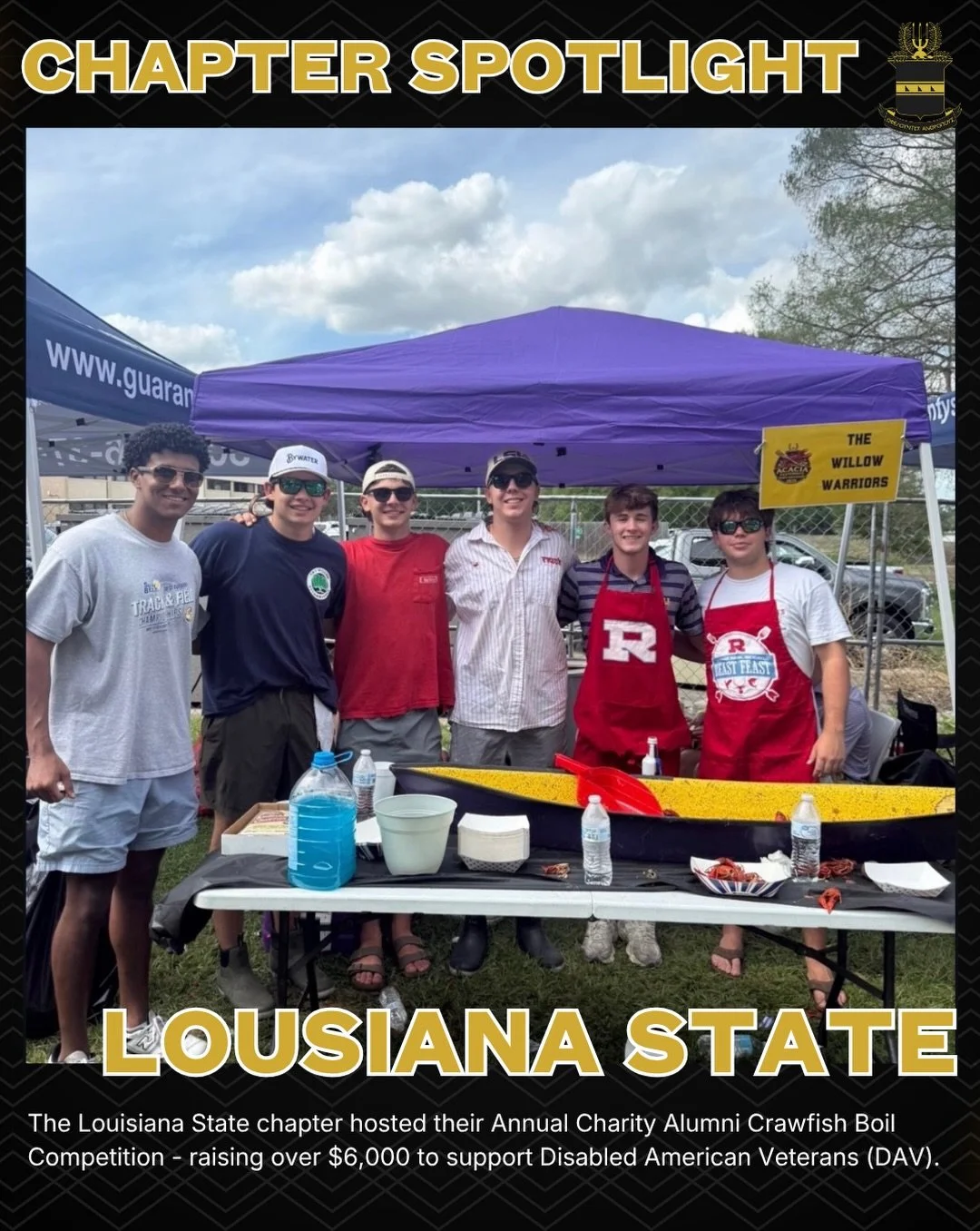 The brothers at LSU hosted a Crawfish Cookout philanthropy event, raising over $6,500 to support a great cause! Huge shoutout to the chapter for their hard work, community impact, and commitment to making a difference.
