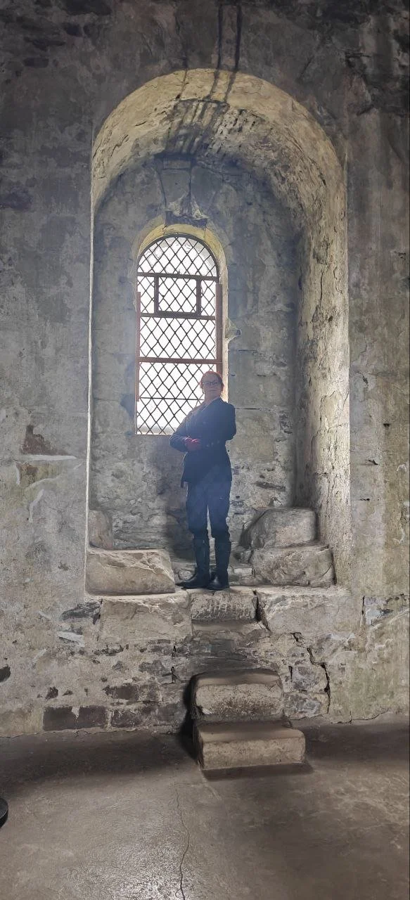 Here's the real thing! I'm in Doune Castle, Scotland, where Monty Python and the Holy Grail was filmed. Oh, and Outlander, too.