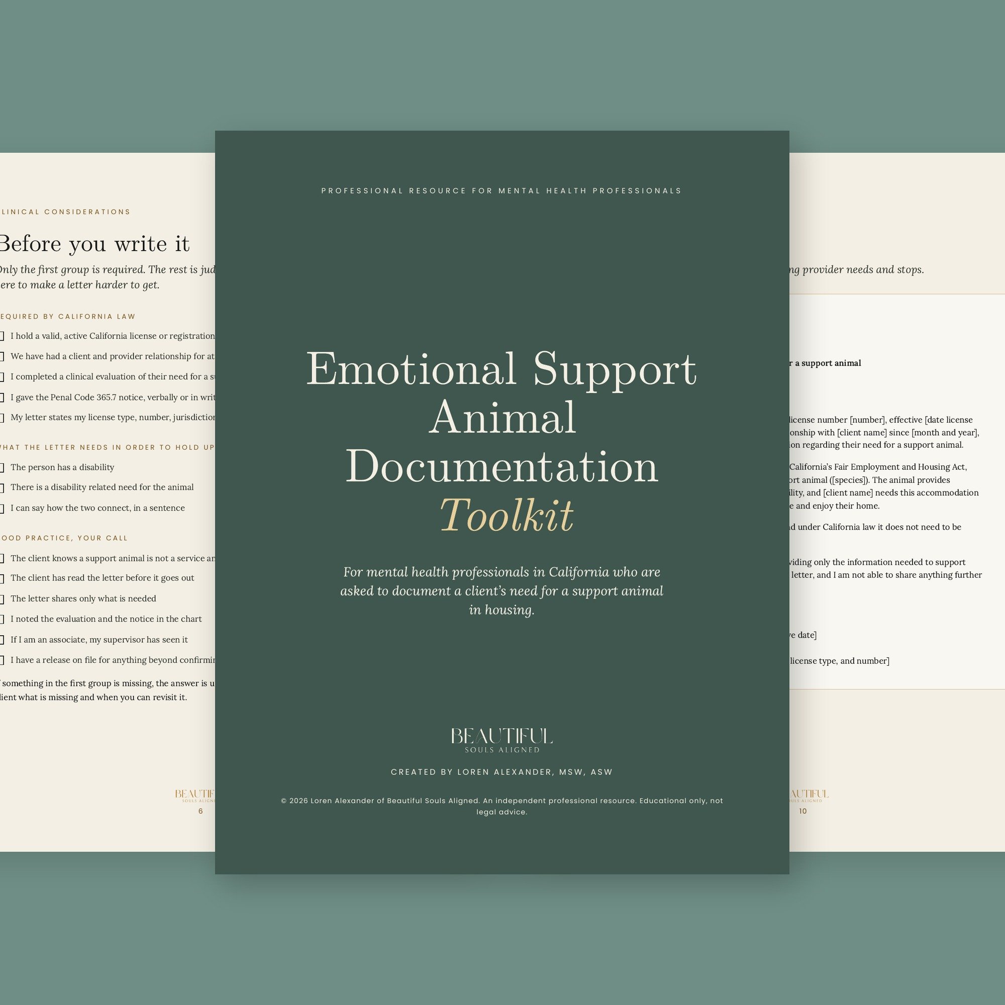 ESA Documentation Toolkit for Mental Health Professionals
