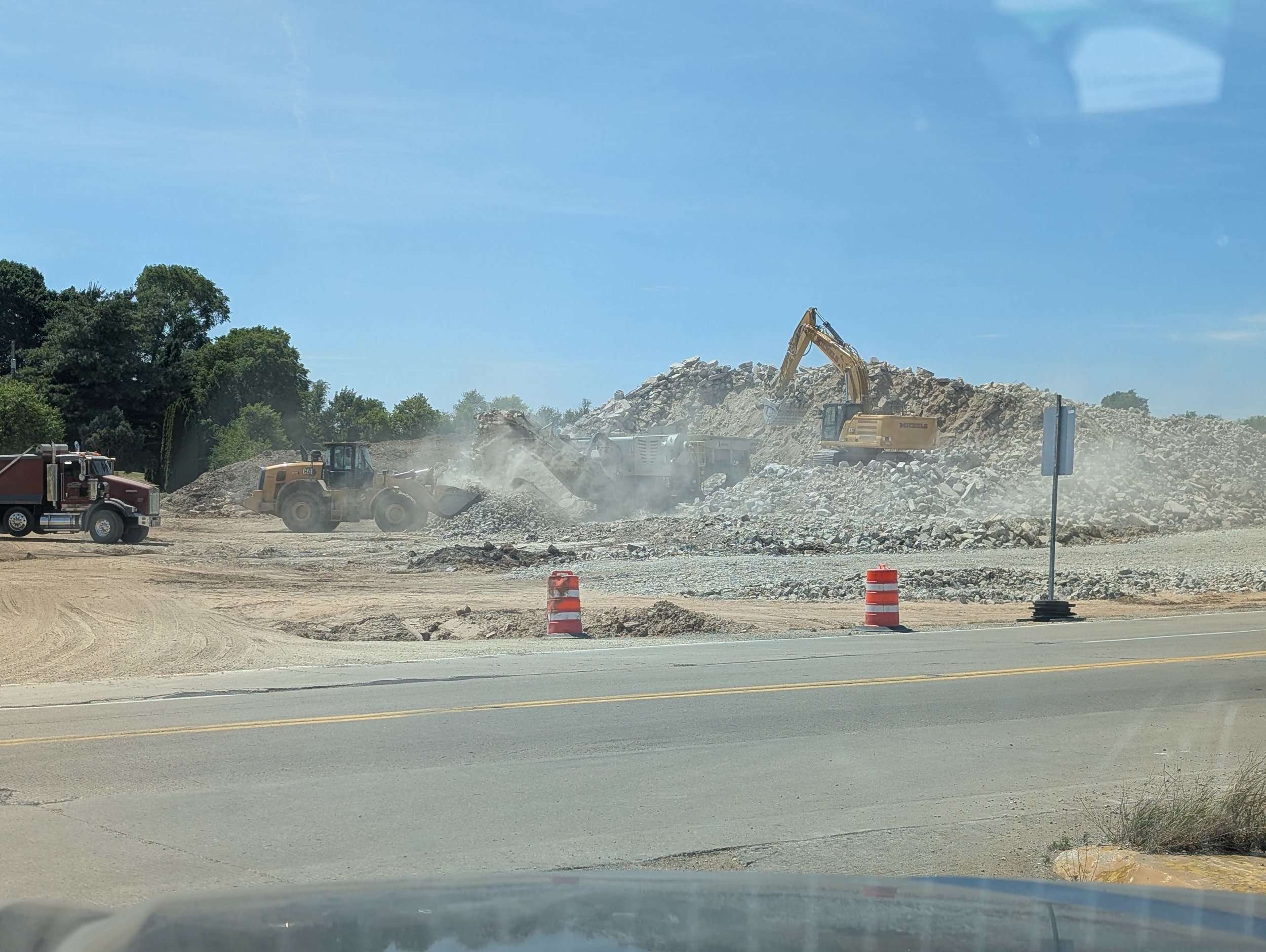 Crushing operations at County Highway B