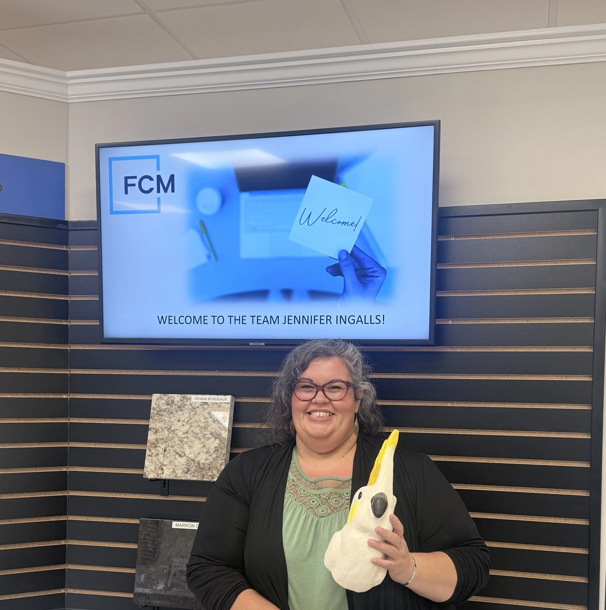 Pedro has a new home! Jennifer (Home Store Specialist) is now the proud caretaker of our friend, Pedro, who traditionally hangs out with the newest member of the team. Welcome Jennifer! 

.

.

.

.

#floridacustommarble #jacksonville #florida #cabin
