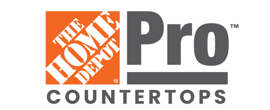 Logo of The Home Depot Pro Countertops with orange square background and white text, and gray text for 'Pro' and 'Countertops'.