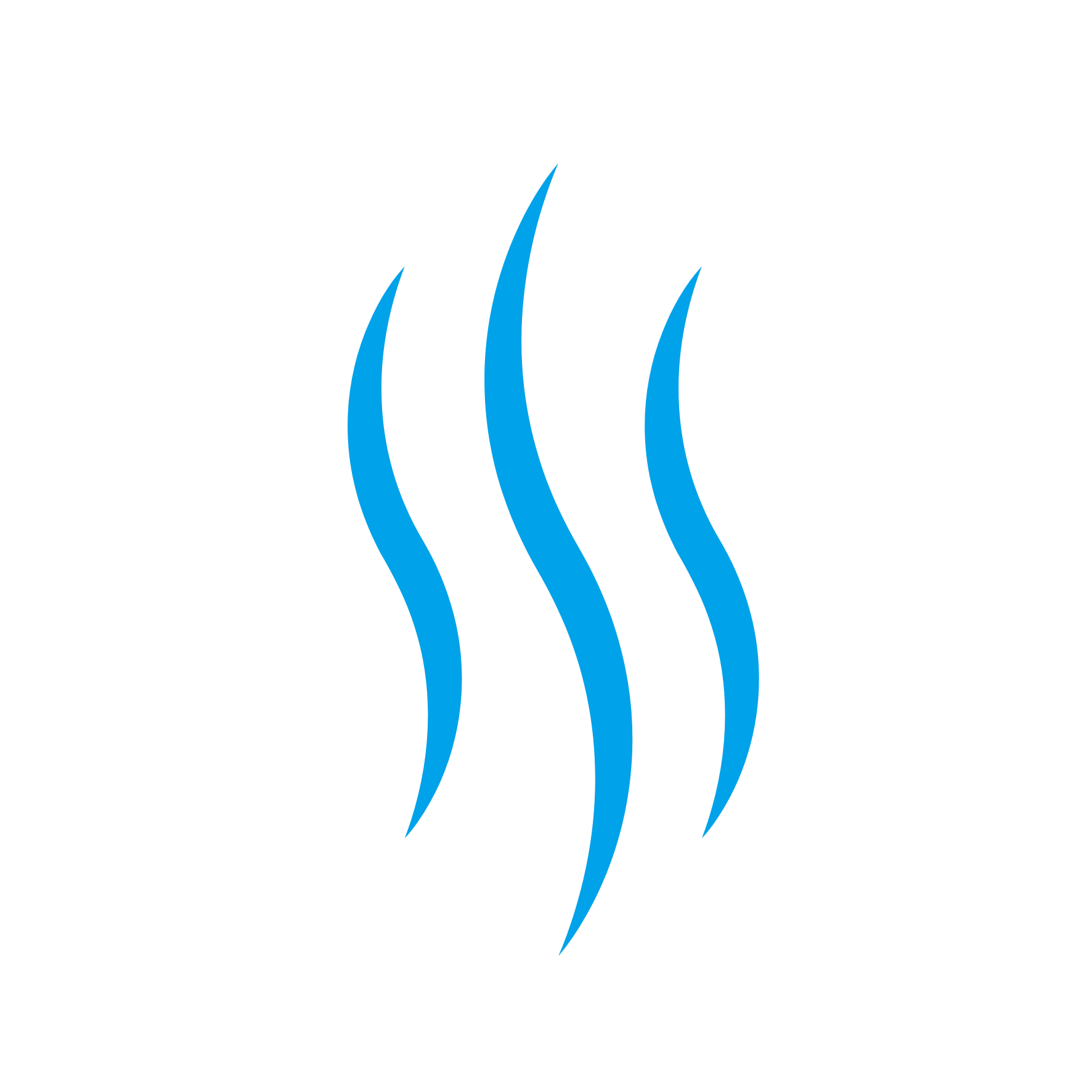Logo of the American Airline with three blue curved lines emitting from a central point, on a black background.