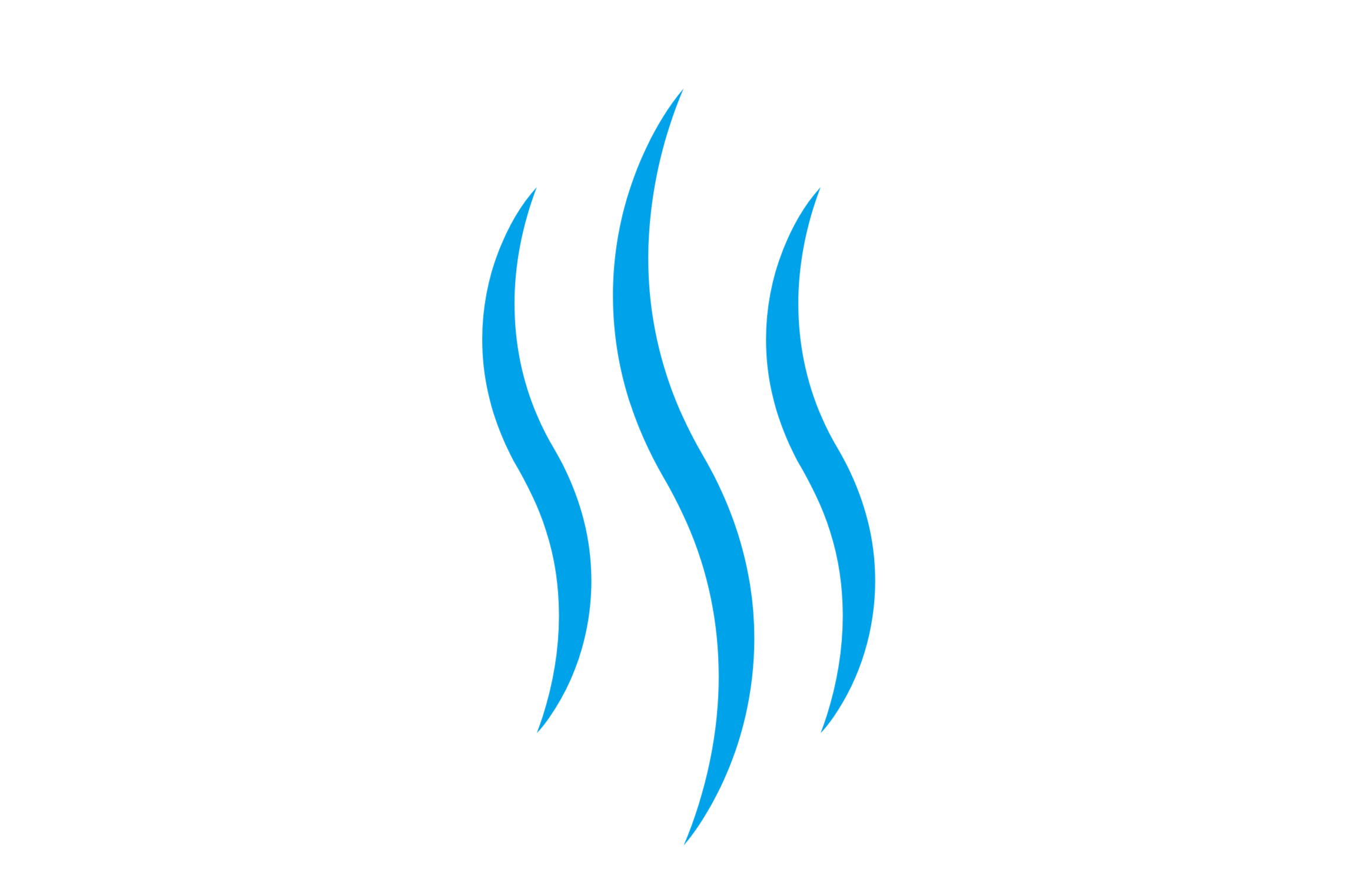 Black background with a stylized logo featuring three blue, curved, elongated shapes that resemble whiskers or claws.