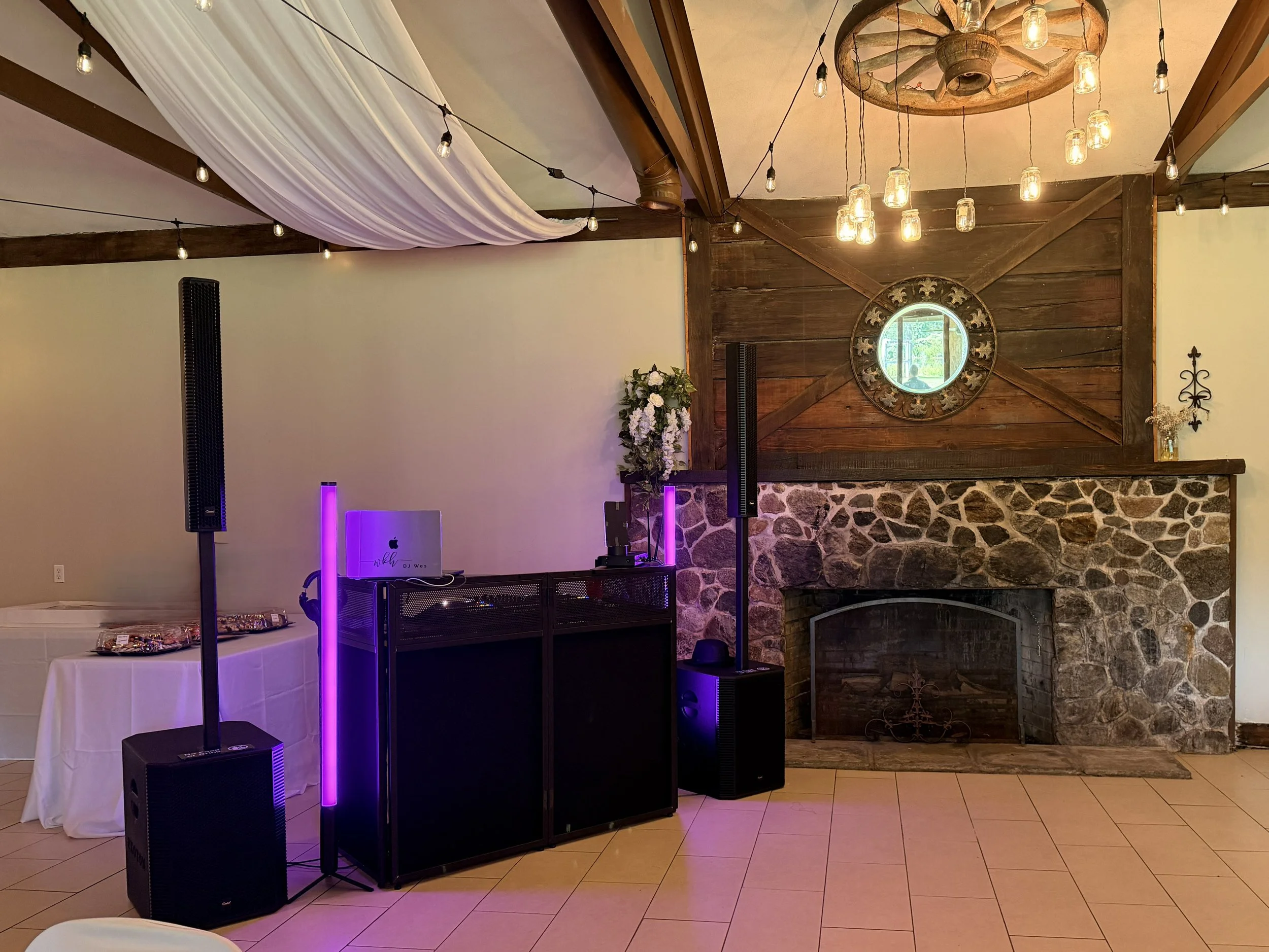 DJ set-up by fireplace.jpg