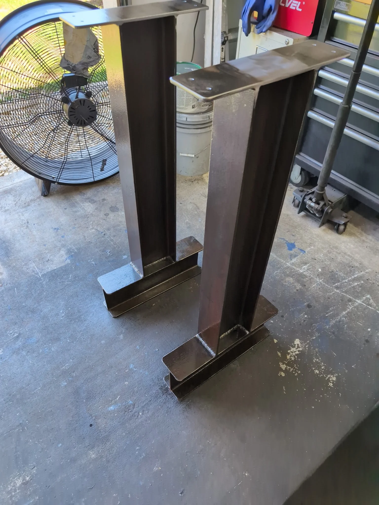 Heavy-duty welded steel table legs fabricated by JH Tig Works LLC in North Texas