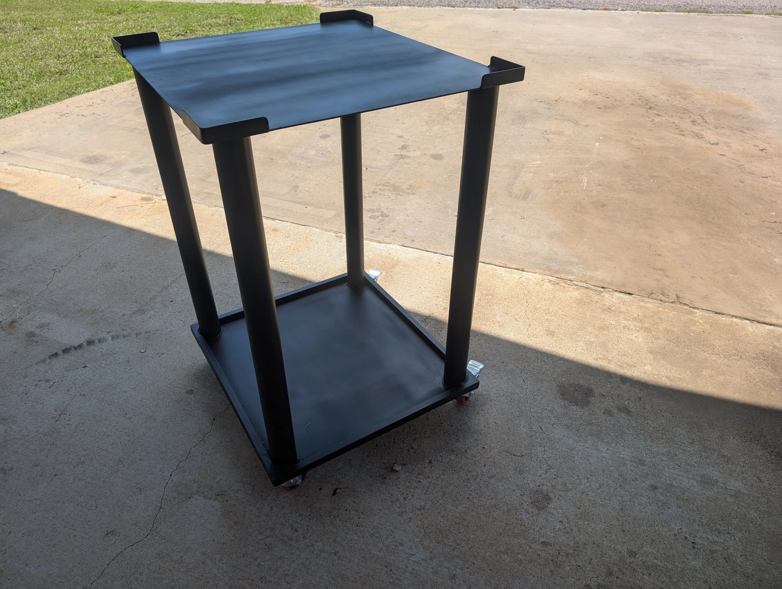 Custom steel commercial oven table fabricated and welded by JH Tig Works LLC in North Texas