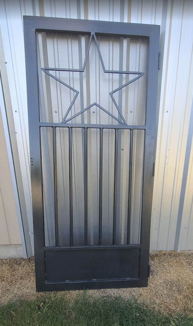Custom Steel Screen Door fabricated by JH Tig Works LLC in North Texas and Southern Oklahoma