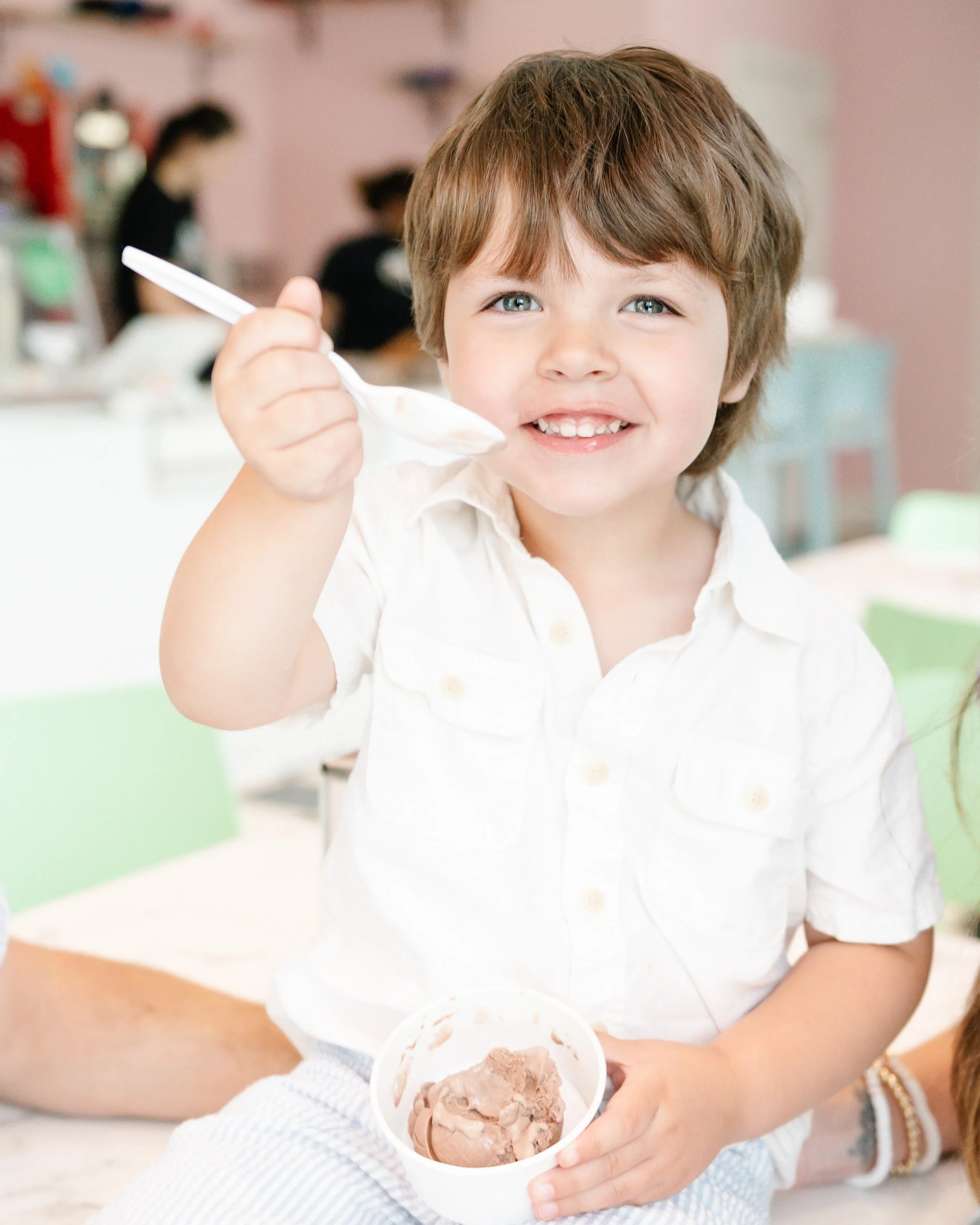 little boy eating ice cream