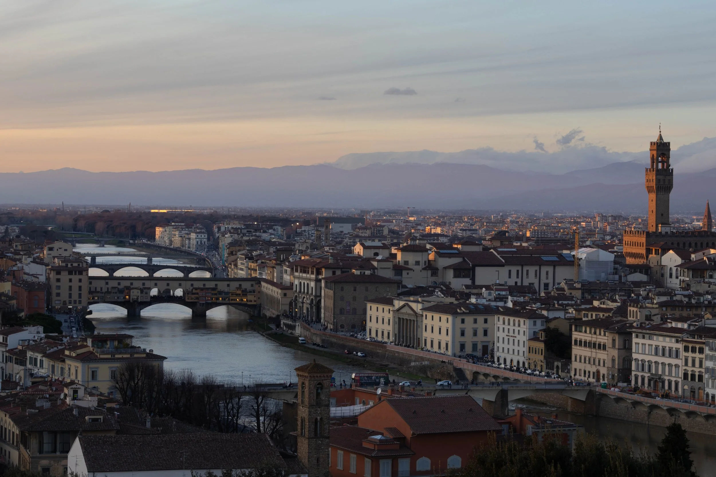 Florence, Italy | Sunset view overlooking the Arno River. 