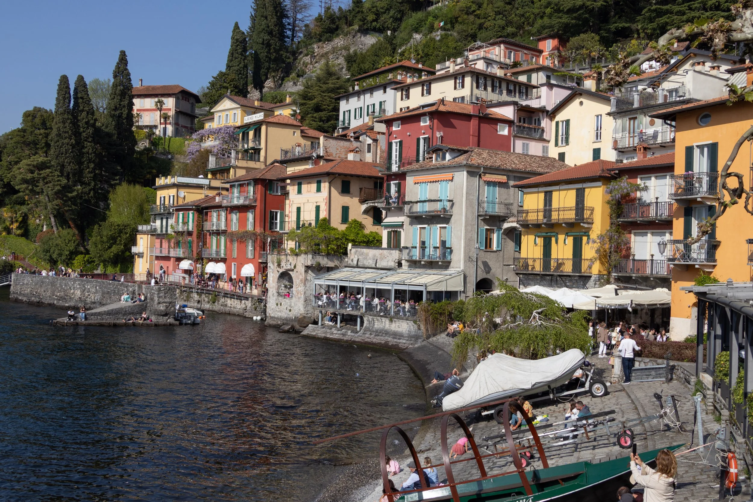 Varenna, Italy | Colorful buildings line the waterfront of Varenna along the shores of Lake Como. 
