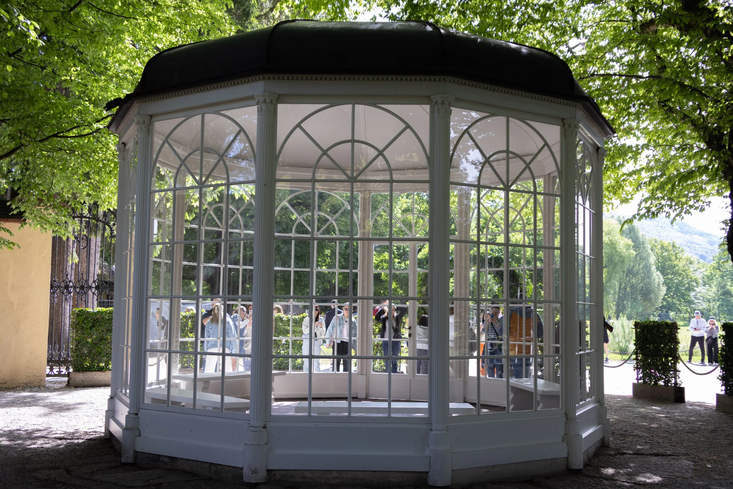 Salzburg, Austria | The Sound of Music Gazebo surrounded by the gardens at Hellbrunn Palace. 