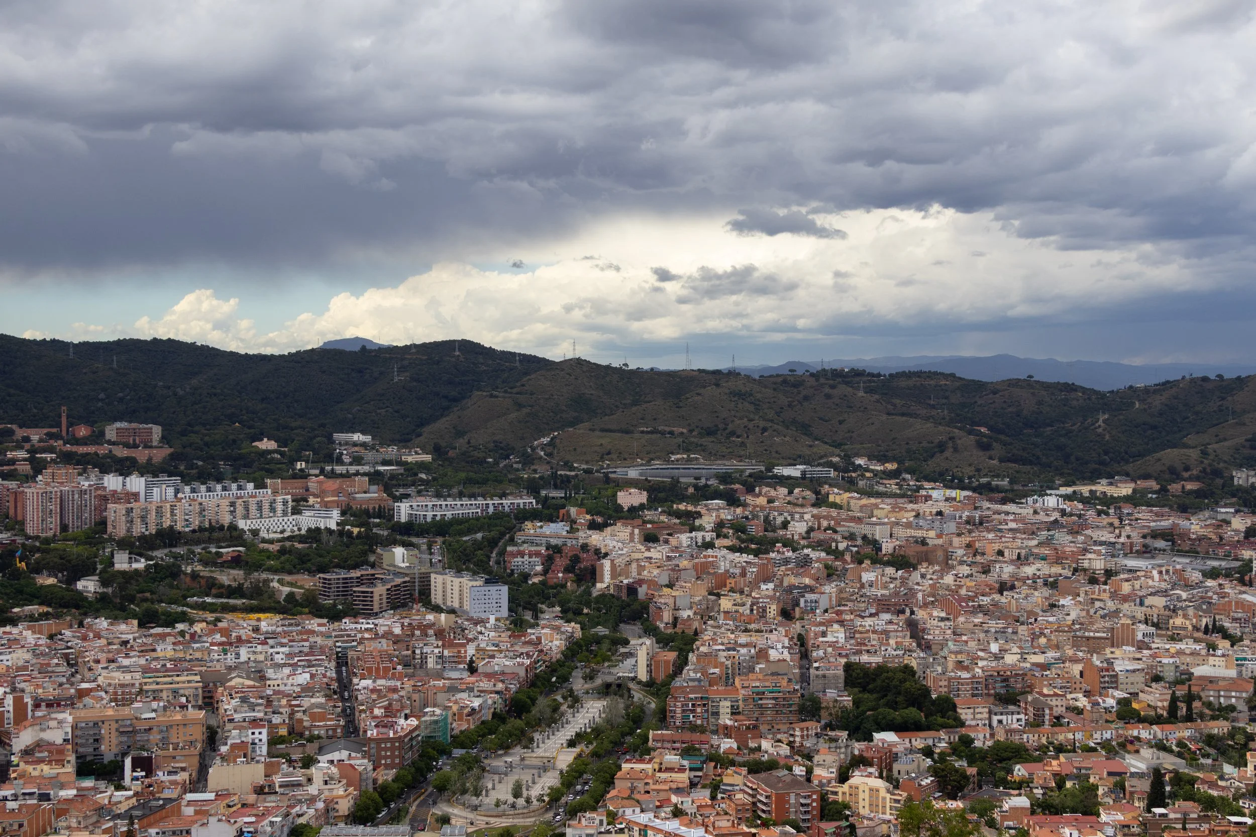 Barcelona, Spain | A panoramic view of Barcelona stretching toward the surrounding hills. 