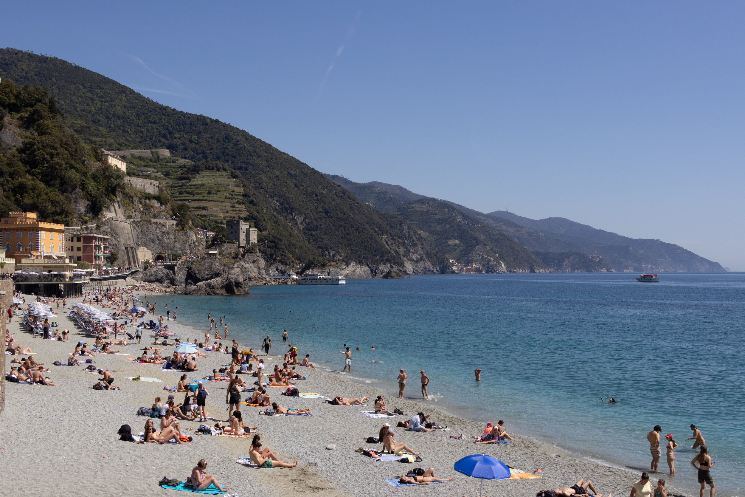 Cinque Terre, Italy | A sunny afternoon along the beach in Cinque Terre. 
