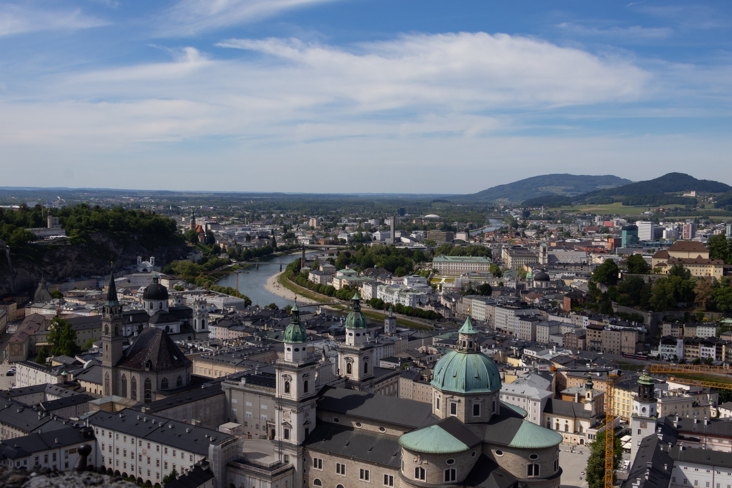 Salzburg, Austria | A panoramic view across Salzburg and the Salzach River. 