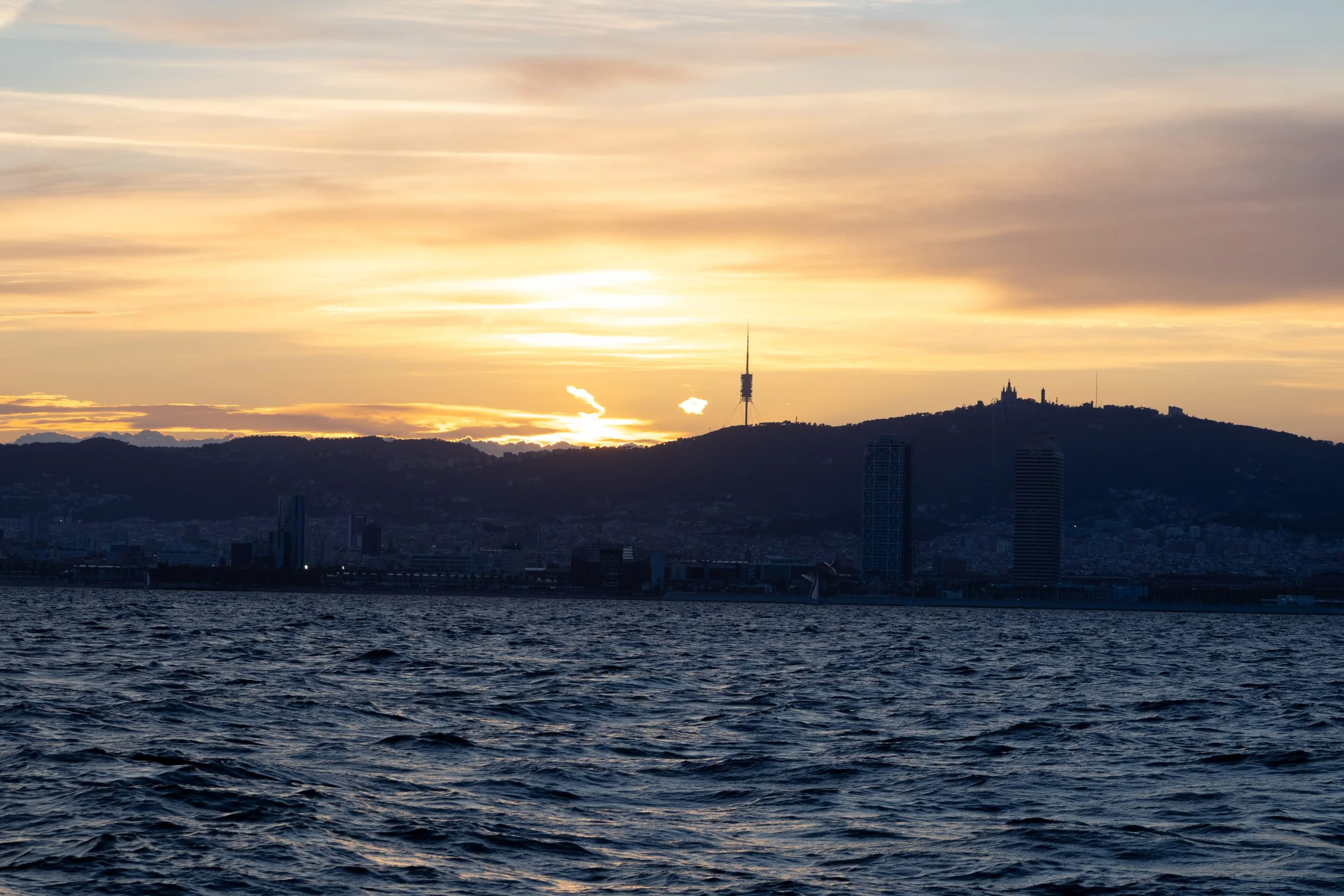 Barcelona, Spain | Sunset over the Mediterranean Sea. 