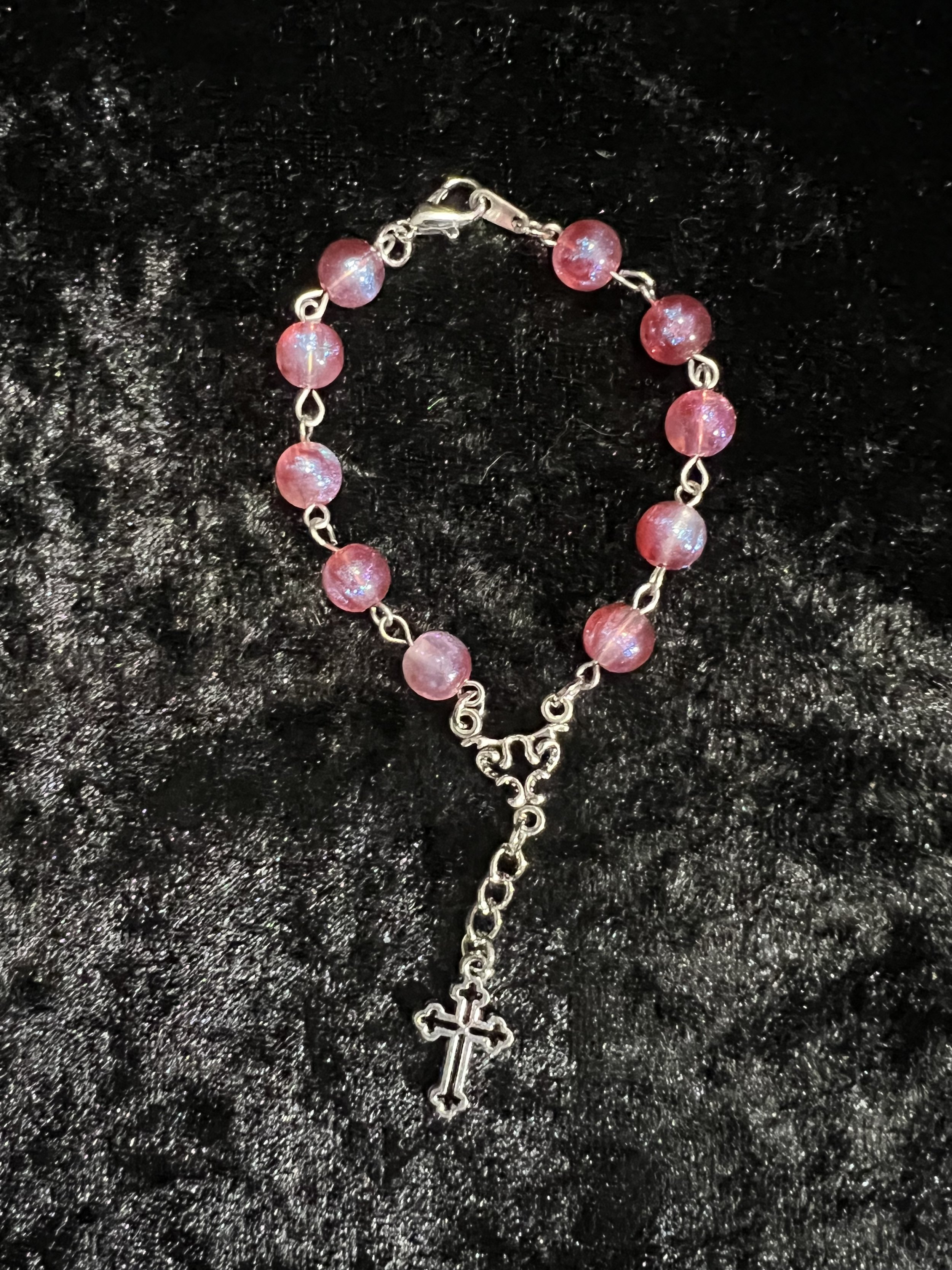 Pearl Essence Purple/Red Rosary Bracelet