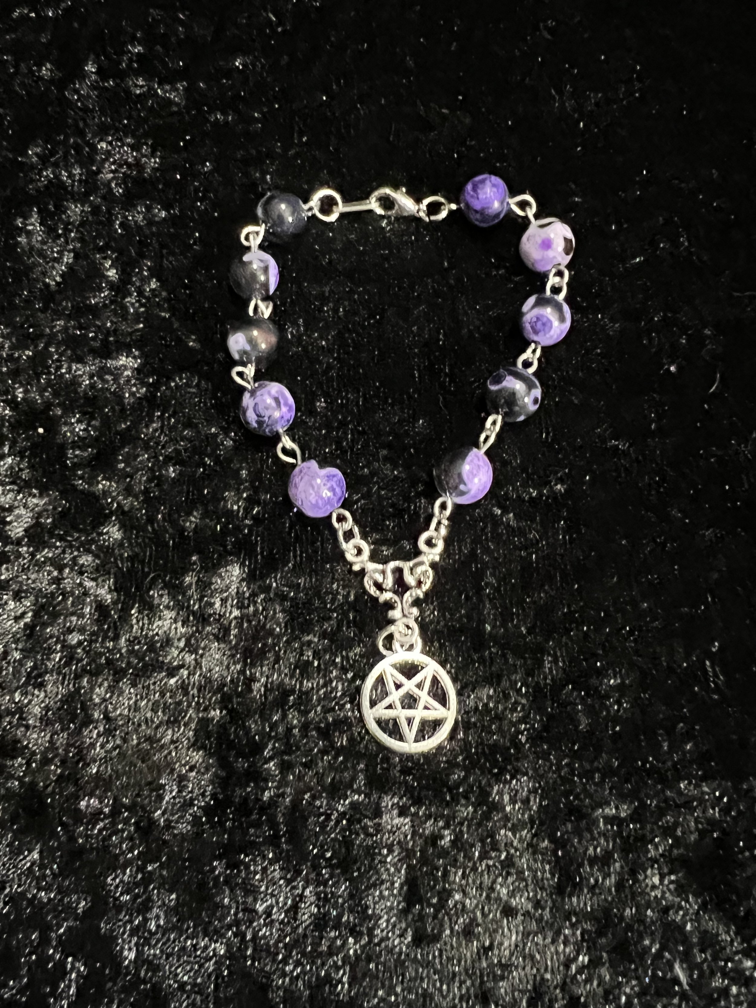 Purple and Black Rosary Bracelet