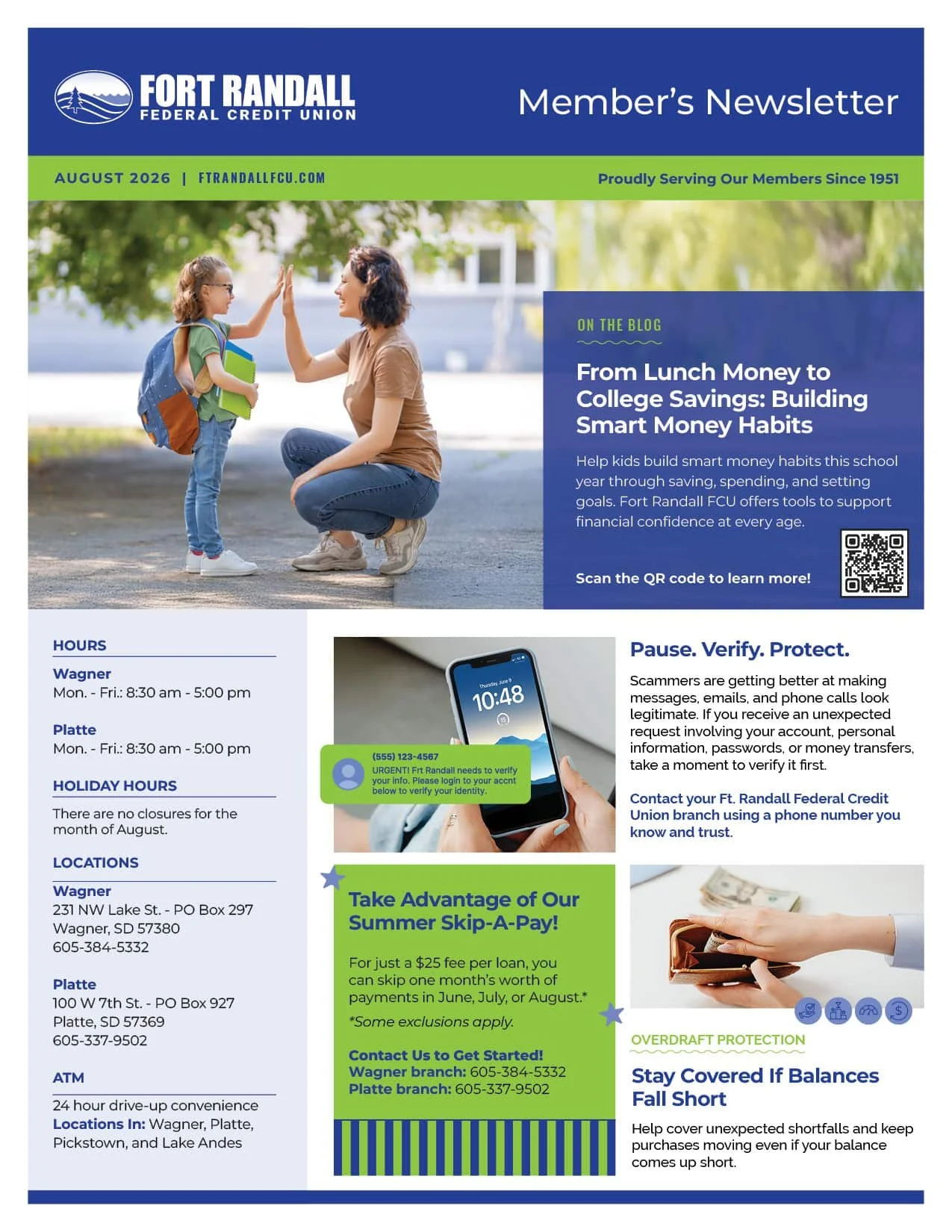 Front side of August newsletter