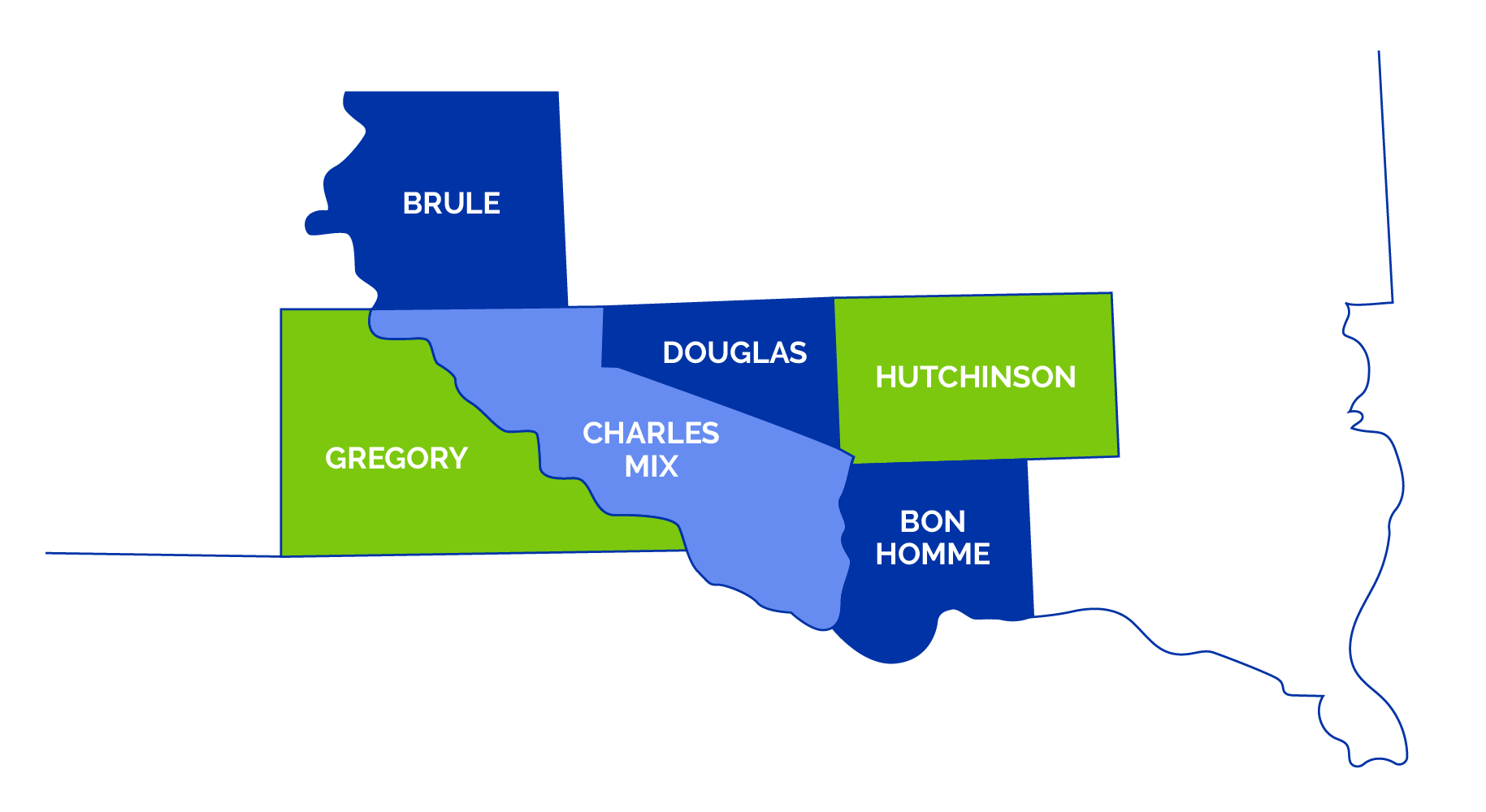 Southern South Dakota counties.