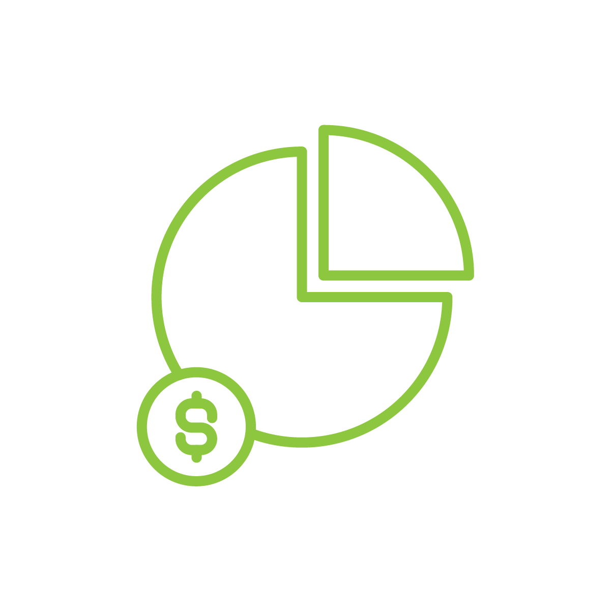 Pie chart line icon.